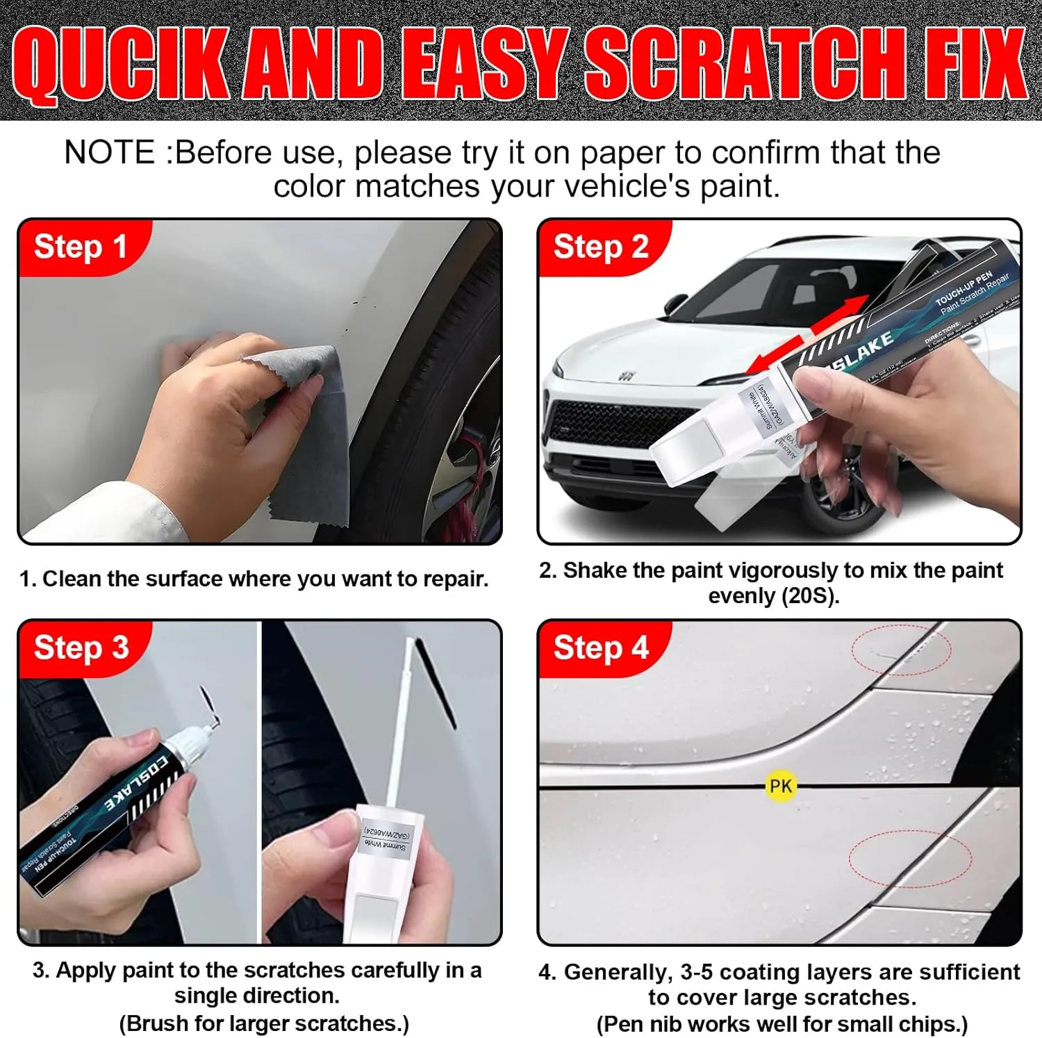 Car Touch Up Paint(Moonstone Gray Metallic(GXD/WA130H)) for Buick, Car Paint Scratch Repair Kit, Quick & Easy Solution to Repair, 2 in 1 Scratch Remover Pen with 2PCS Disposable Micro Applicators
