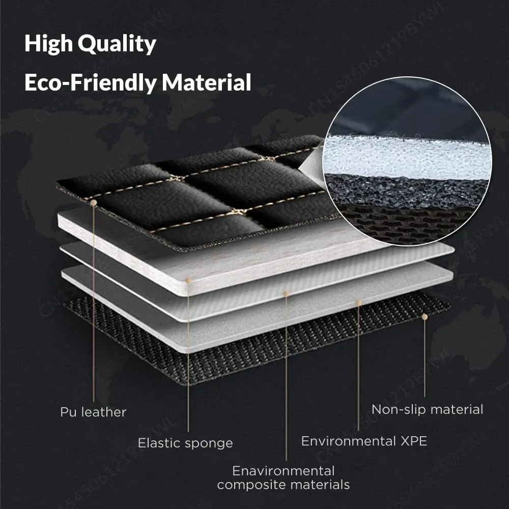Car Trunk Mat for Borgward BX7 6-Seat 2016 2017, Custom Fit PU Leather Cargo Liner, All-Weather Waterproof Rear Trunk Liner Protector, Auto Interior Accessories