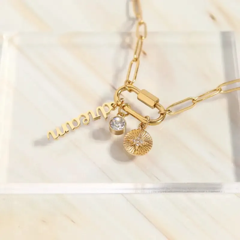 Carabiner Dream Charm Paperclip Necklace