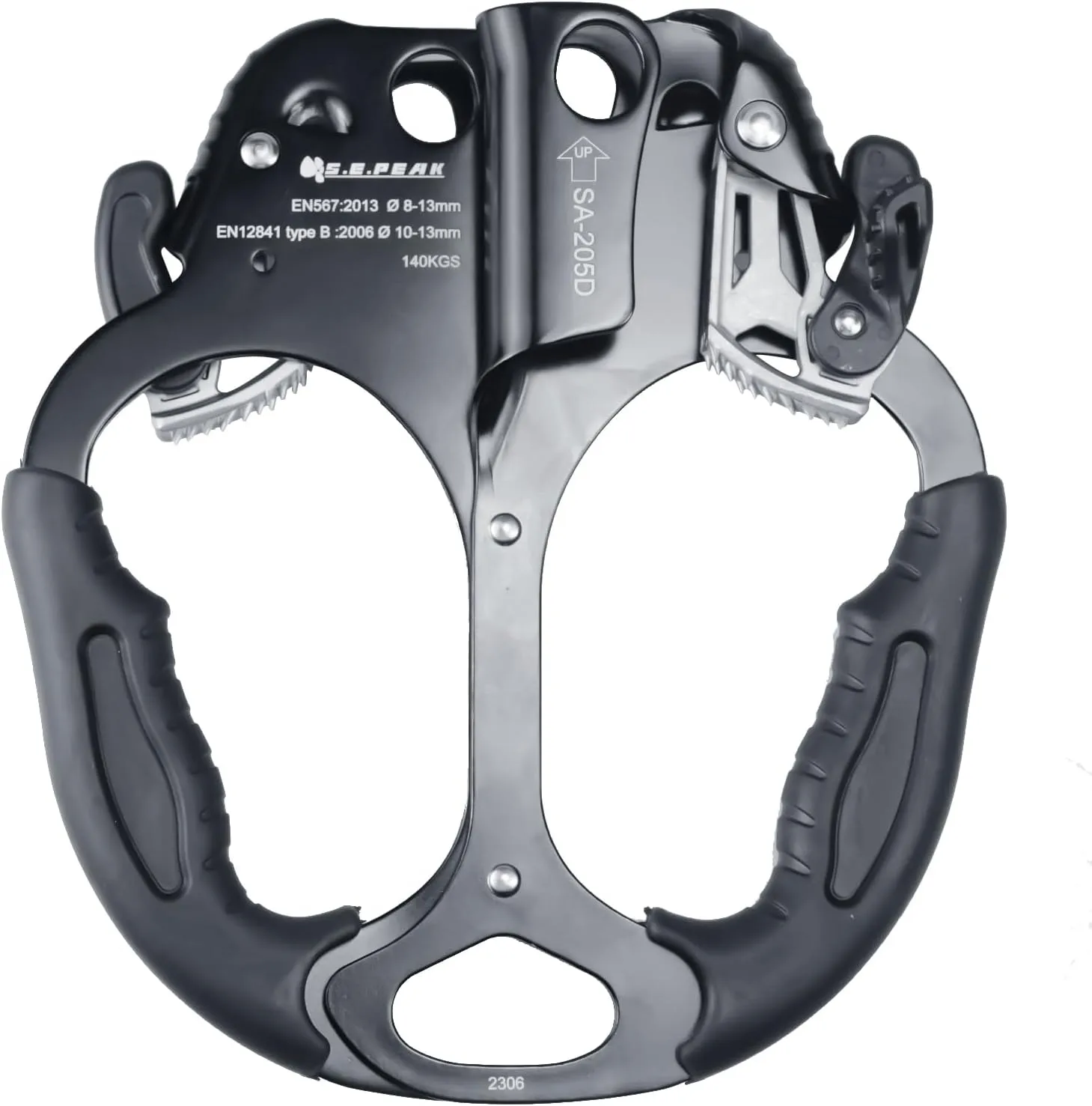 CE Hand Ascender,140kgs Rappelling Gear Equipment with Ergonomic Rubber Handle for Rock Climbing Tree Arborist, Climbing Rescue Caving, Mountaineering, 8~13MM Rope, 4kN,Right/Left Hand