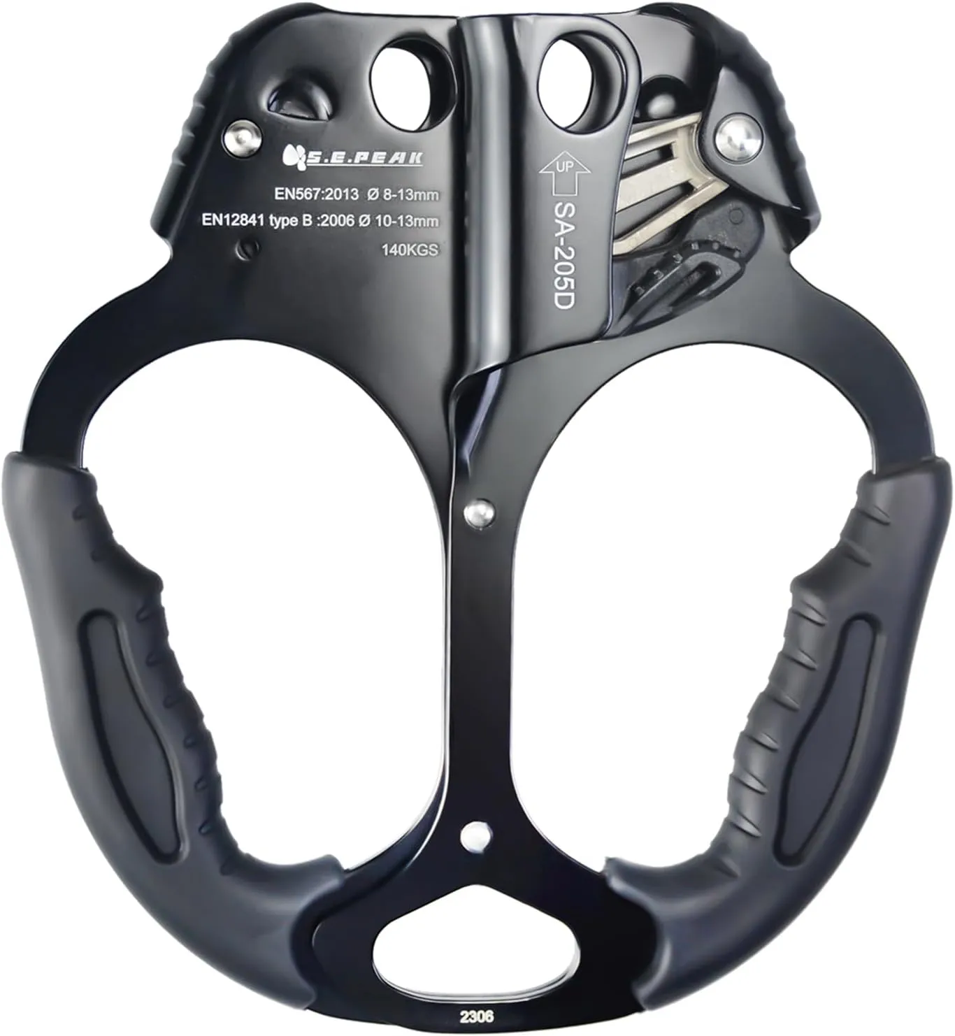 CE Hand Ascender,140kgs Rappelling Gear Equipment with Ergonomic Rubber Handle for Rock Climbing Tree Arborist, Climbing Rescue Caving, Mountaineering, 8~13MM Rope, 4kN,Right/Left Hand
