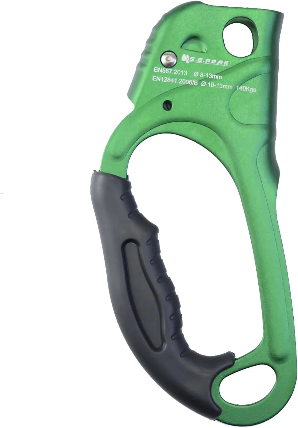 CE Hand Ascender,140kgs Rappelling Gear Equipment with Ergonomic Rubber Handle for Rock Climbing Tree Arborist, Climbing Rescue Caving, Mountaineering, 8~13MM Rope, 4kN,Right/Left Hand