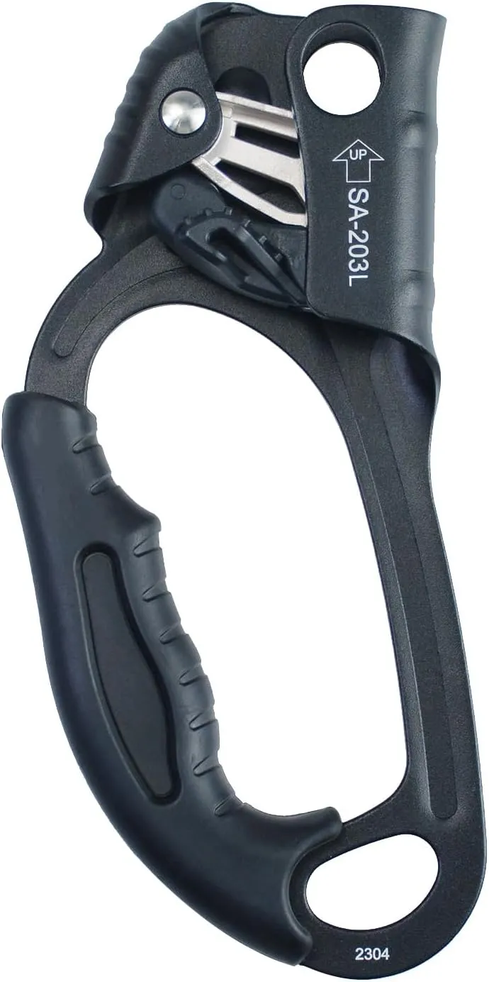 CE Hand Ascender,140kgs Rappelling Gear Equipment with Ergonomic Rubber Handle for Rock Climbing Tree Arborist, Climbing Rescue Caving, Mountaineering, 8~13MM Rope, 4kN,Right/Left Hand