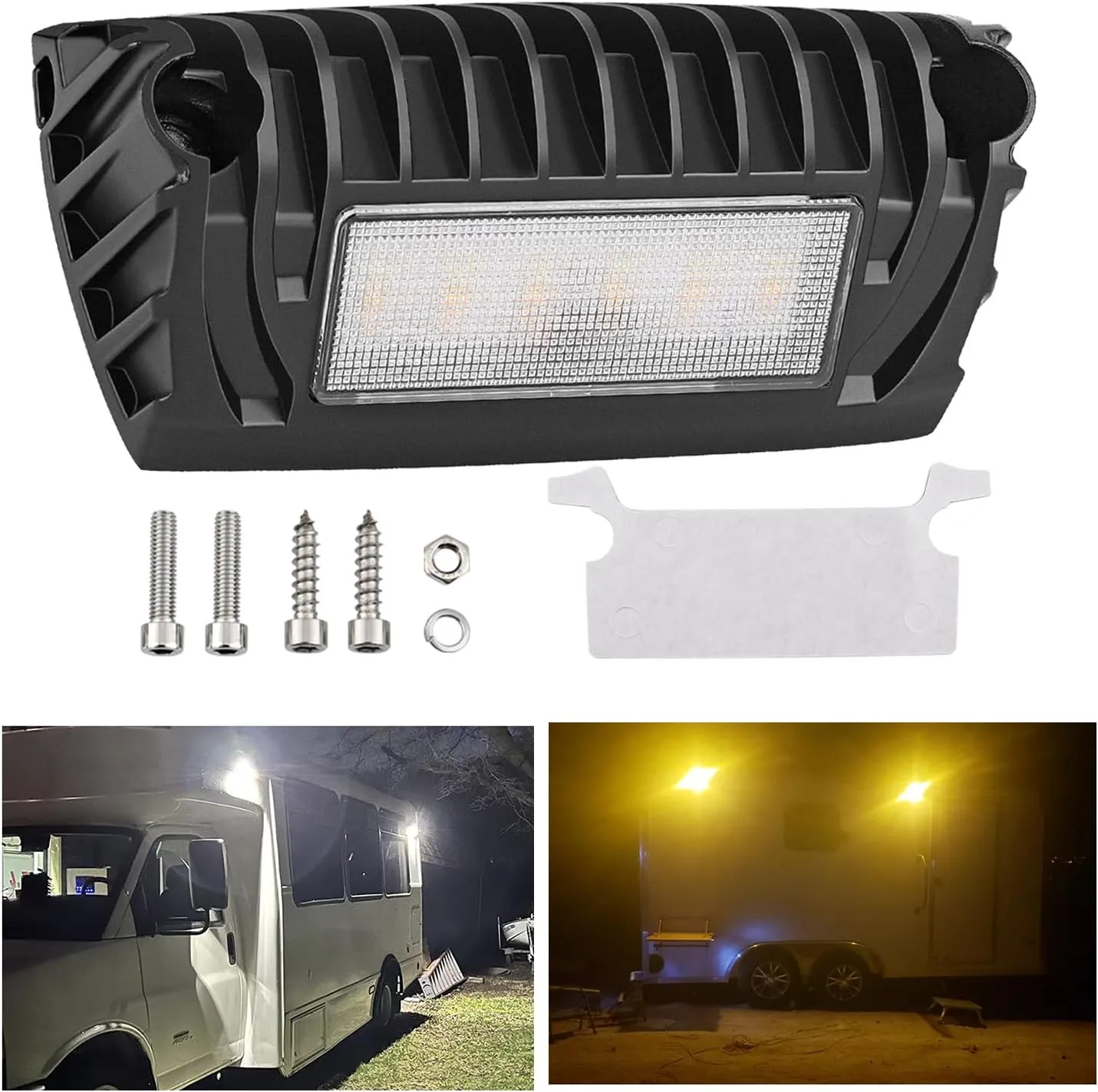Chelhead RV Exterior Light White Amber Led RV Porch Light 12V RV Lights Exterior Utility Light Compatible with RVs, Trailers, Campers, 5th Wheels, Aluminum Base 1 Pack