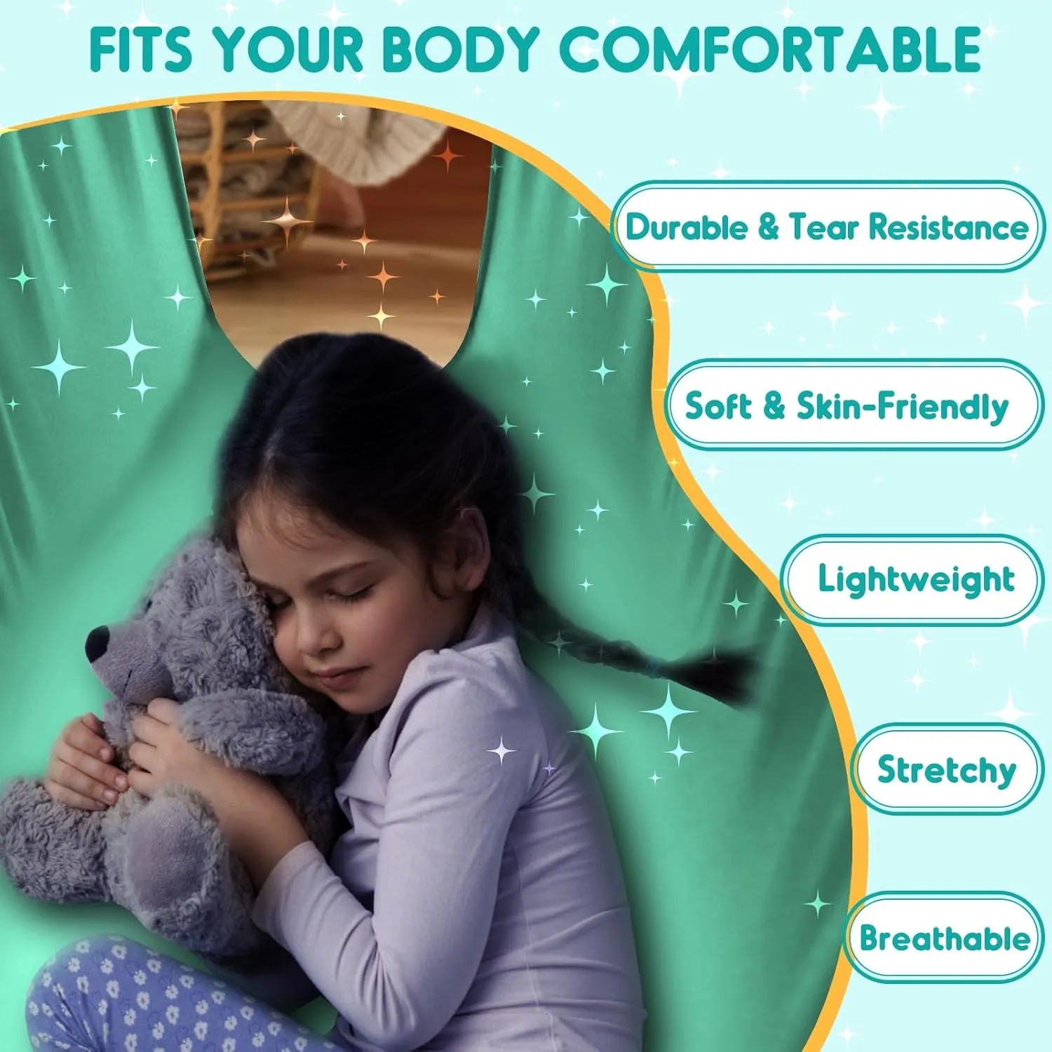 Chihee Sensory Swing Therapy Swing Hammock Indoor Outdoor for Kids,Hardware Included,Soft Breathable Nylon Cuddle Swing Joy Hammock for Child Adult with Autism,ADHD,Aspergers,Sensory Integration
