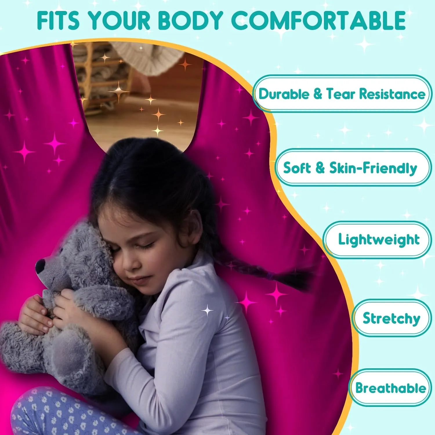 Chihee Sensory Swing Therapy Swing Hammock Indoor Outdoor for Kids,Hardware Included,Soft Breathable Nylon Cuddle Swing Joy Hammock for Child Adult with Autism,ADHD,Aspergers,Sensory Integration