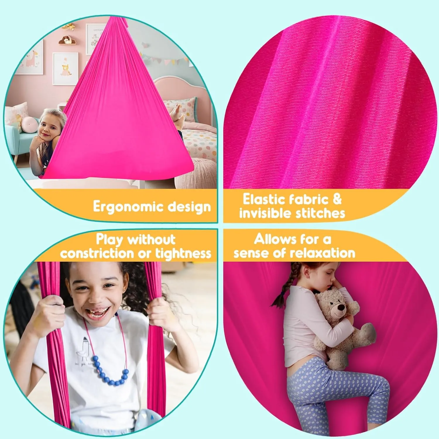 Chihee Sensory Swing Therapy Swing Hammock Indoor Outdoor for Kids,Hardware Included,Soft Breathable Nylon Cuddle Swing Joy Hammock for Child Adult with Autism,ADHD,Aspergers,Sensory Integration