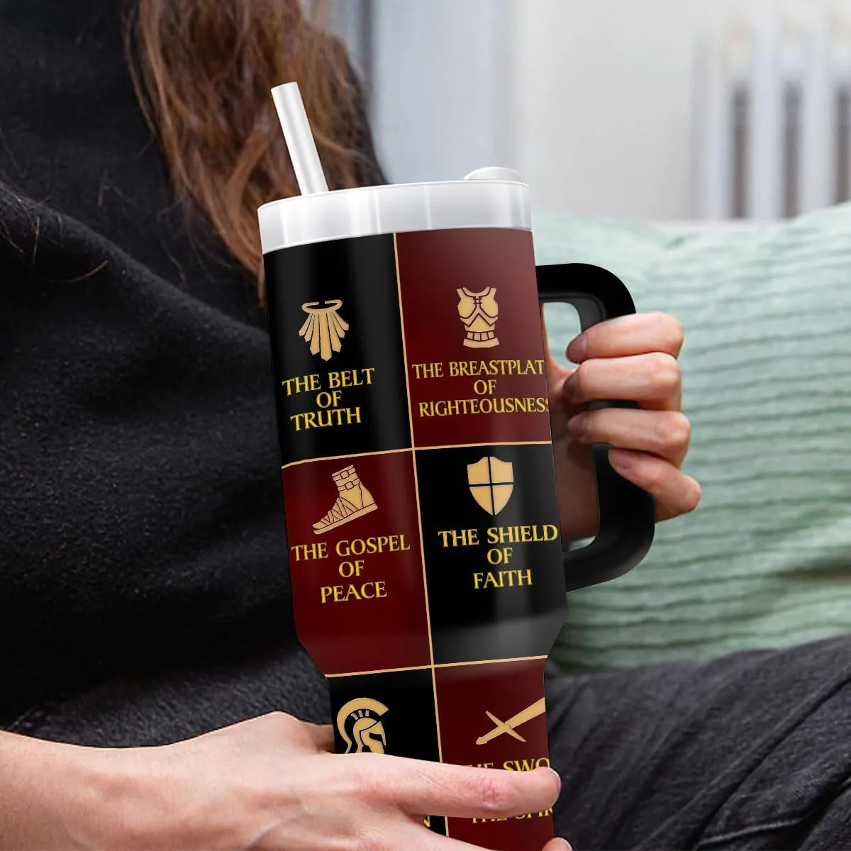 Christian Gifts for Men, Women - Fathers Day, Pastor Appreciation Religious Gift For Men - Christian Coffee Mug - Armor Of God Stainless Steel Tumbler (Armor Of God, 40OZ)