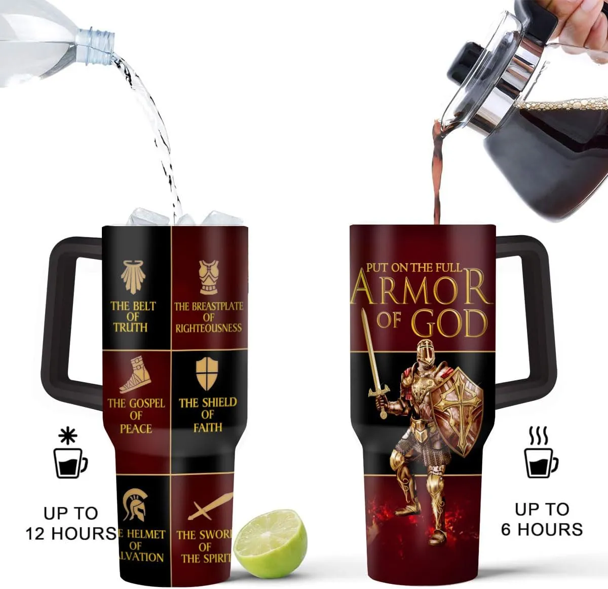 Christian Gifts for Men, Women - Fathers Day, Pastor Appreciation Religious Gift For Men - Christian Coffee Mug - Armor Of God Stainless Steel Tumbler (Armor Of God, 40OZ)