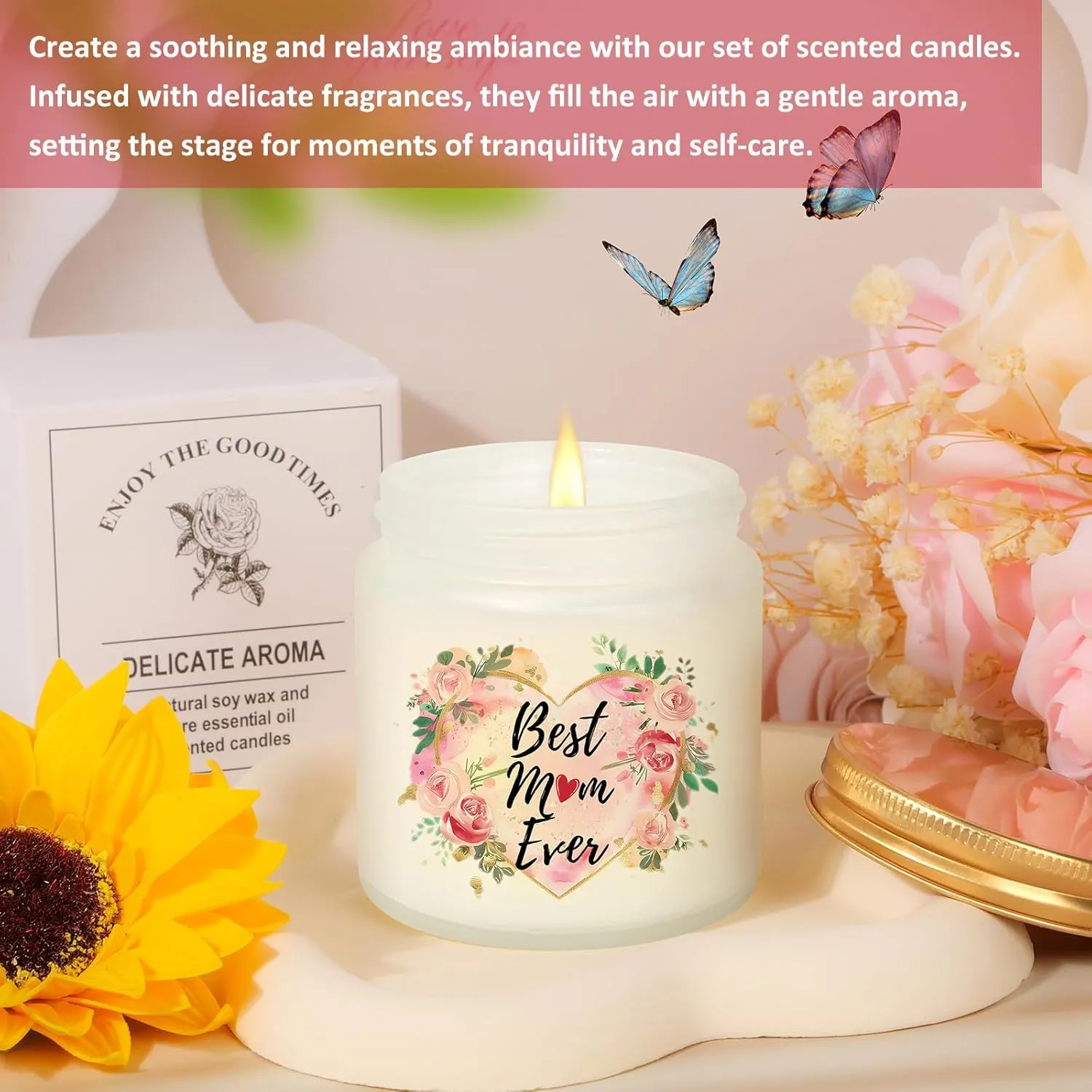 Christmas Gifts for Mom, Mothers Day Gift Box, Perfect Birthday or Appreciation Gifts for Moms – Includes Coffee Cup, Stylish Tote Bag, Makeup Bag & Scented Candle