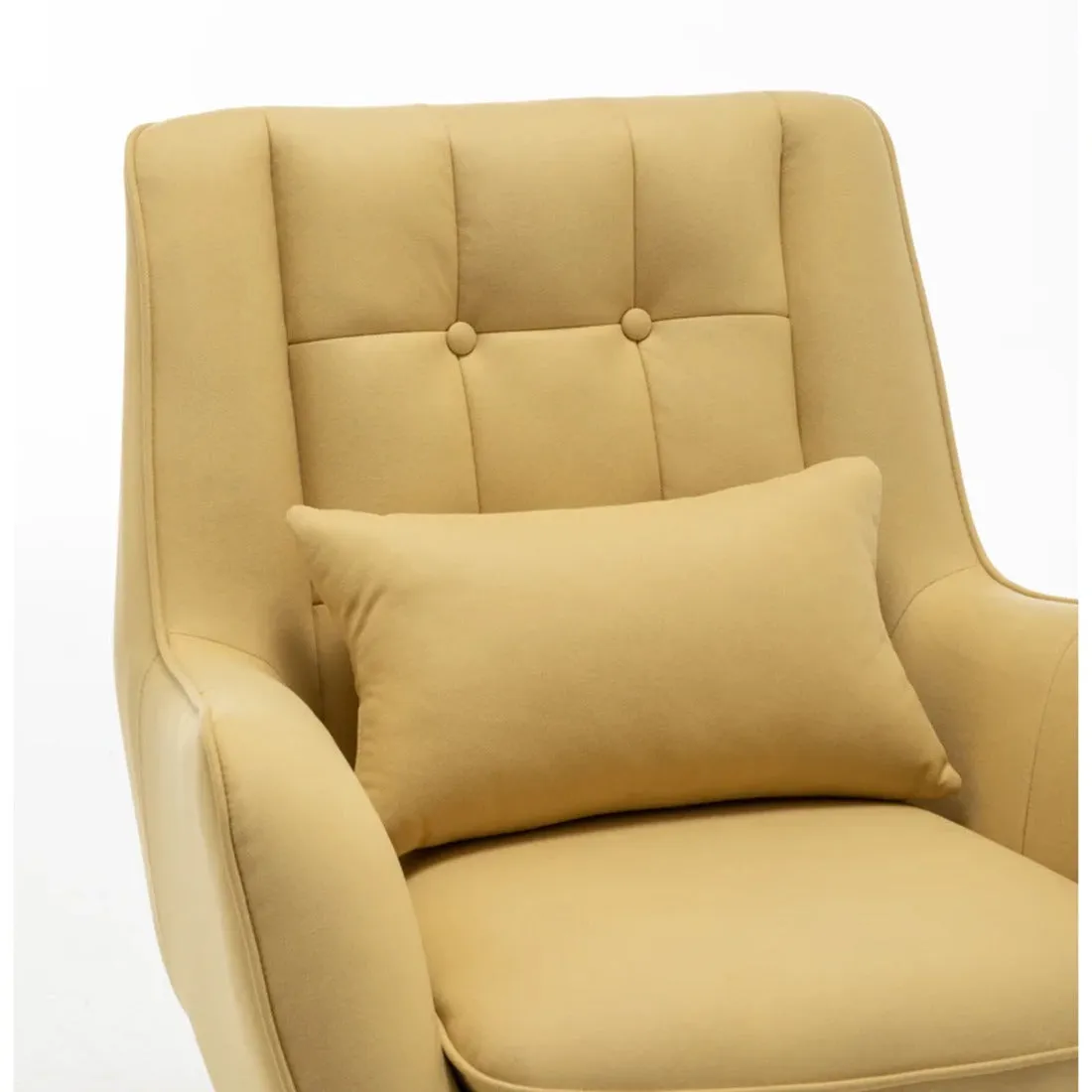 Classic Yellow Thick Padded Velvet Sofa Lounge Chair with Cushion