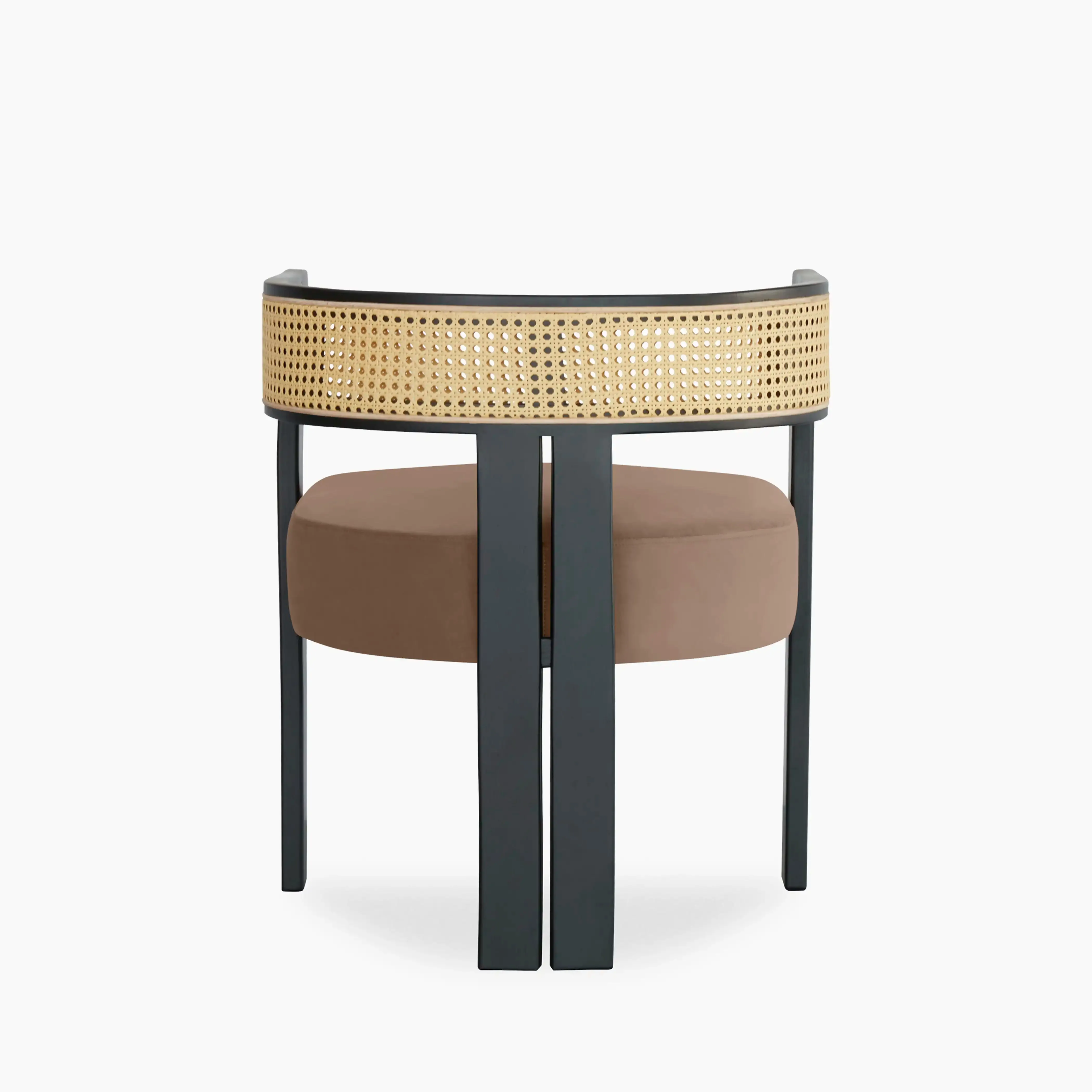 Clifton Wooden Carver Dining Chair | Taupe Sustainable Velvet & Black