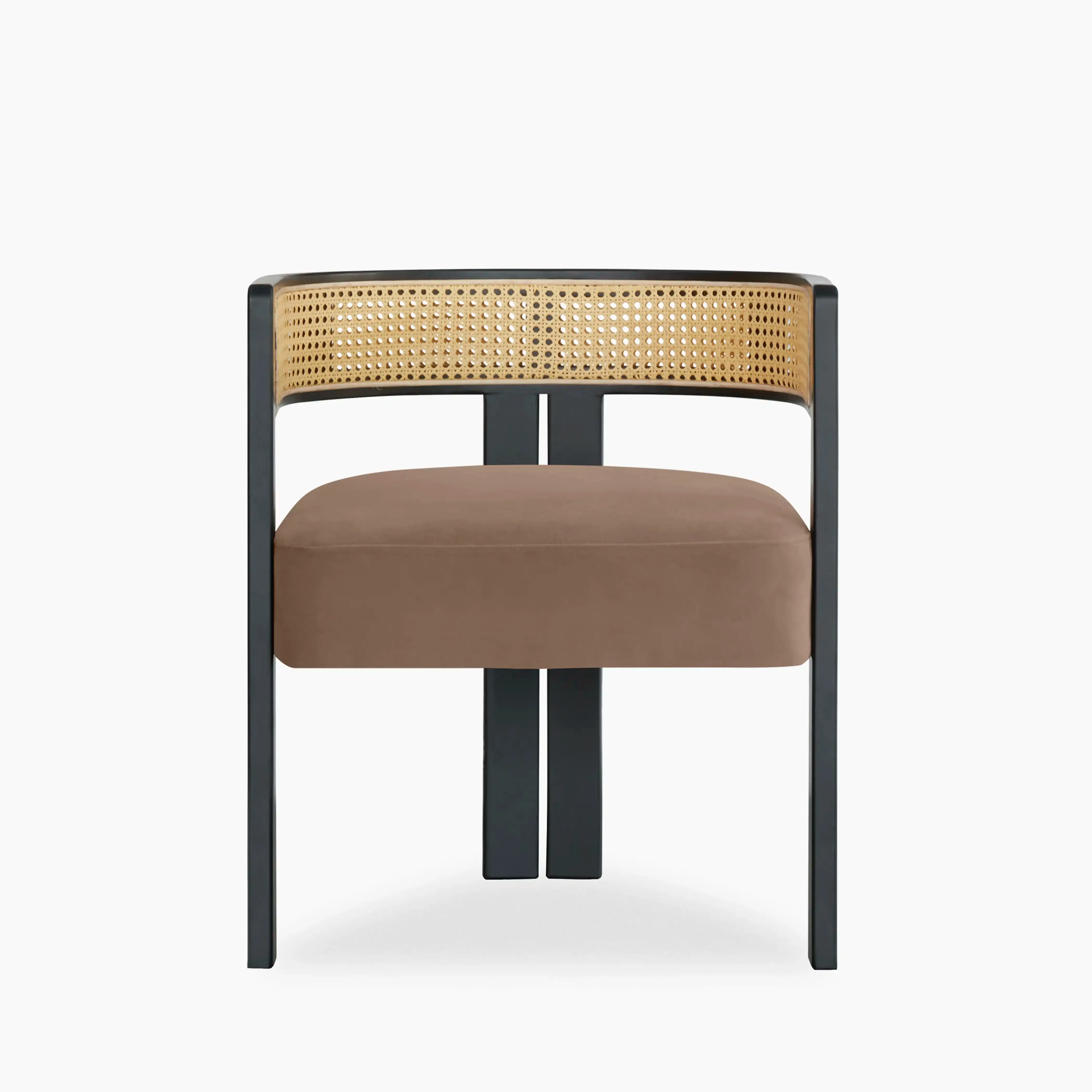 Clifton Wooden Carver Dining Chair | Taupe Sustainable Velvet & Black