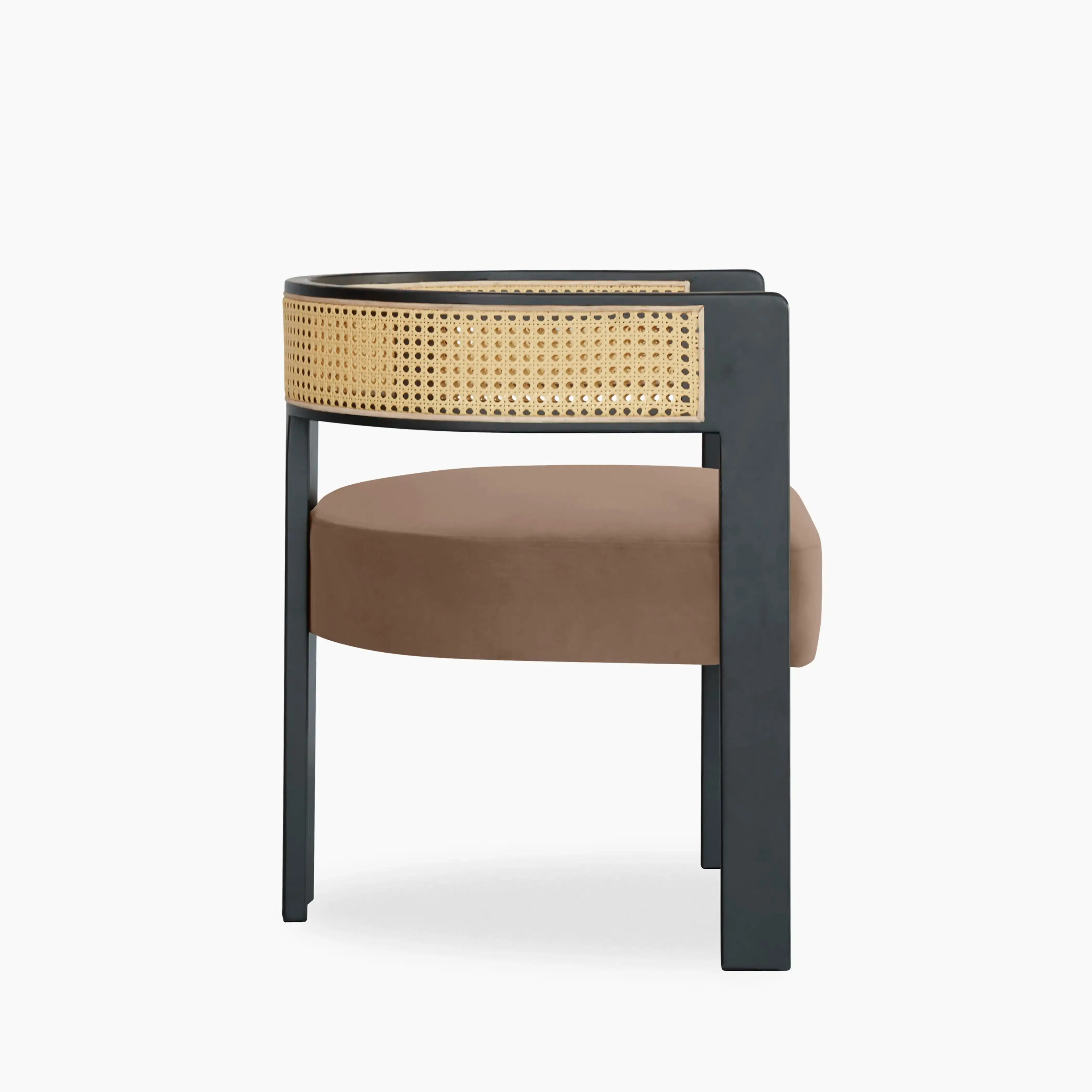 Clifton Wooden Carver Dining Chair | Taupe Sustainable Velvet & Black