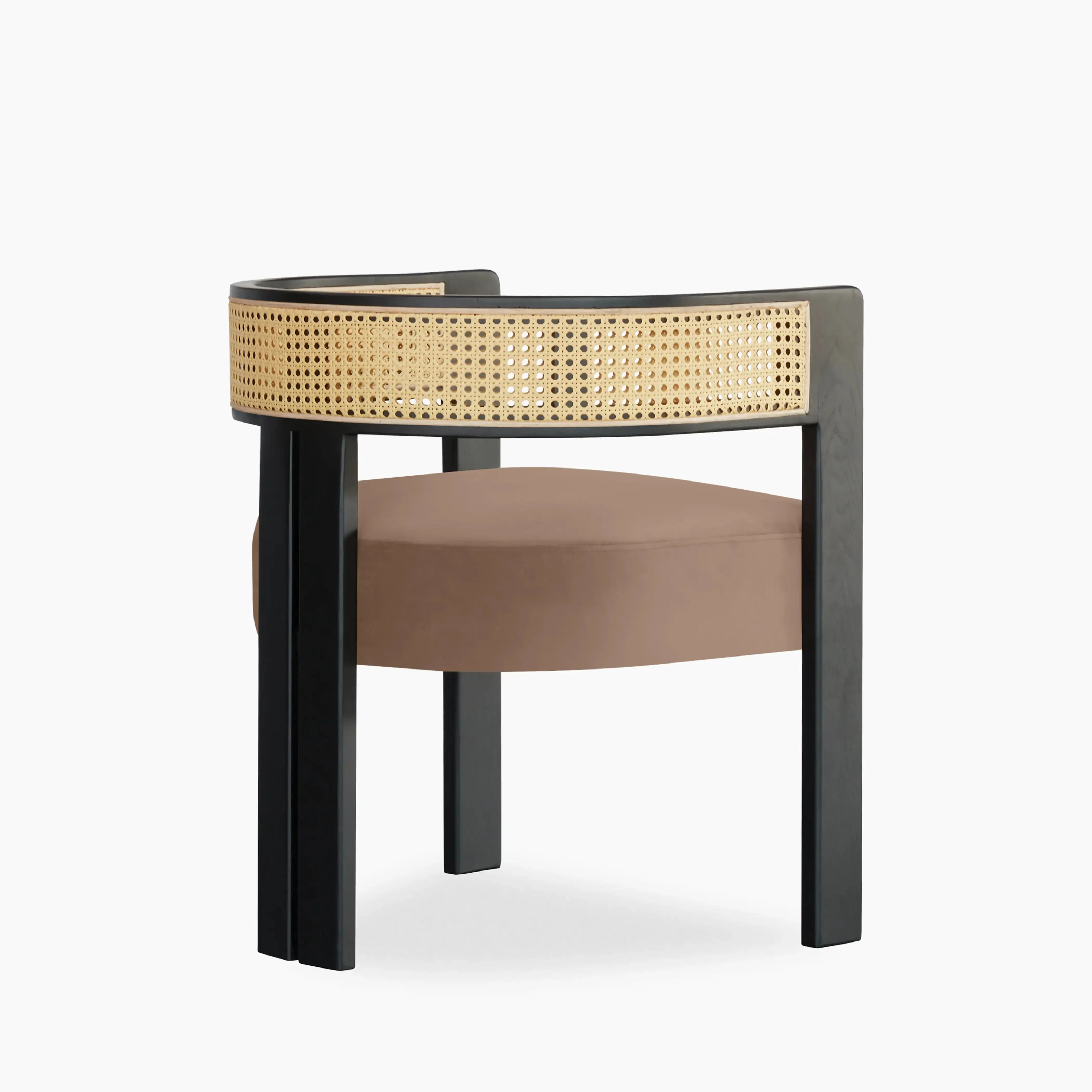 Clifton Wooden Carver Dining Chair | Taupe Sustainable Velvet & Black
