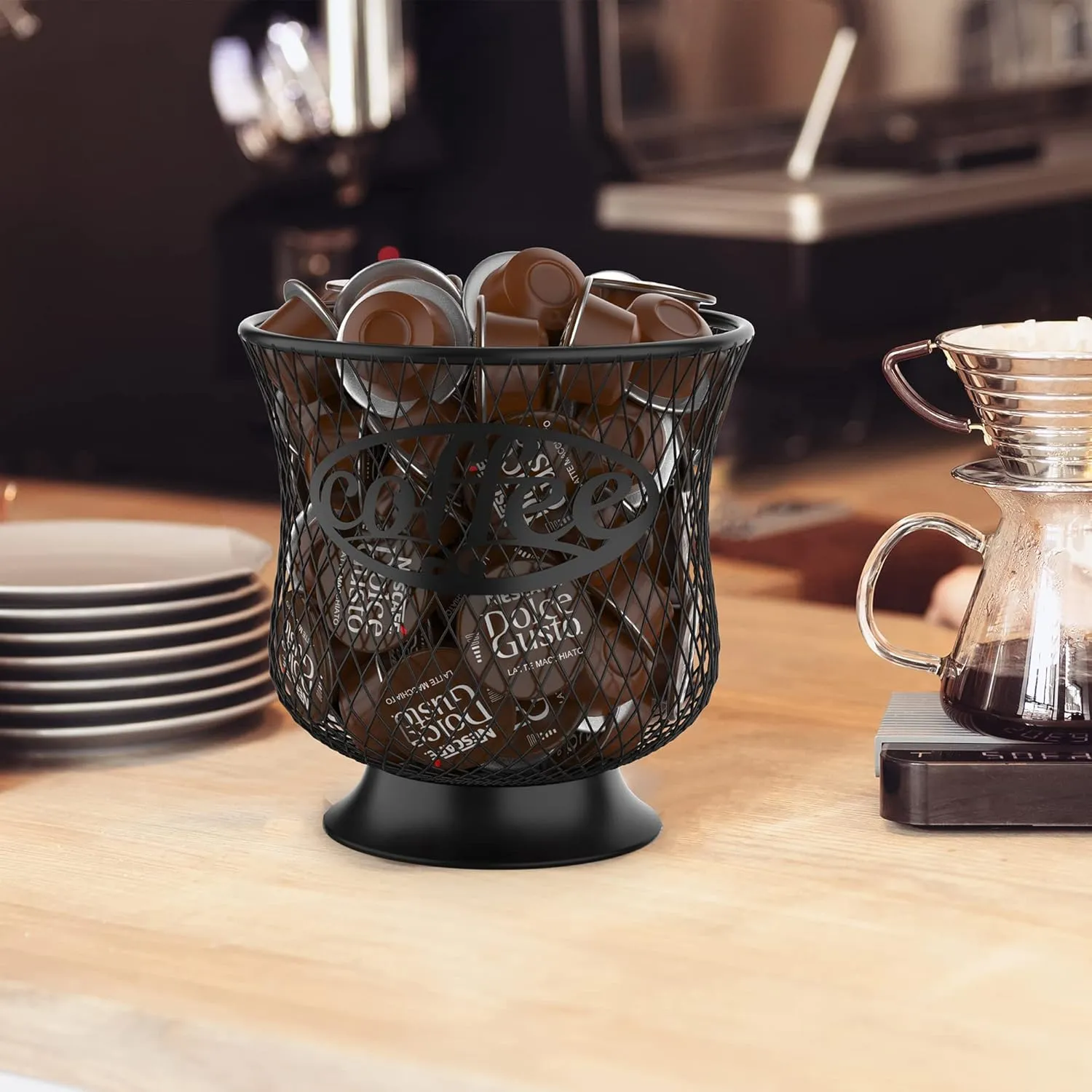 Coffee Pod Holder, Large K Cup Organizer, Large Capacity K Cup Storage for Keuring Espresso Capsule Coffee Creamer, Easy to Refill and Organize for Cafe Bar, Coffee Bar Decor