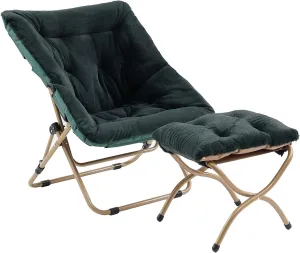 Comfy Folded Chair with Ottoman, Oversized Folding Faux Fur Chair Soft Furry Lounge Lazy Chair with Metal Frame Moon Chair Accent Chair for Bedroom, Living Room, Dorm Rooms