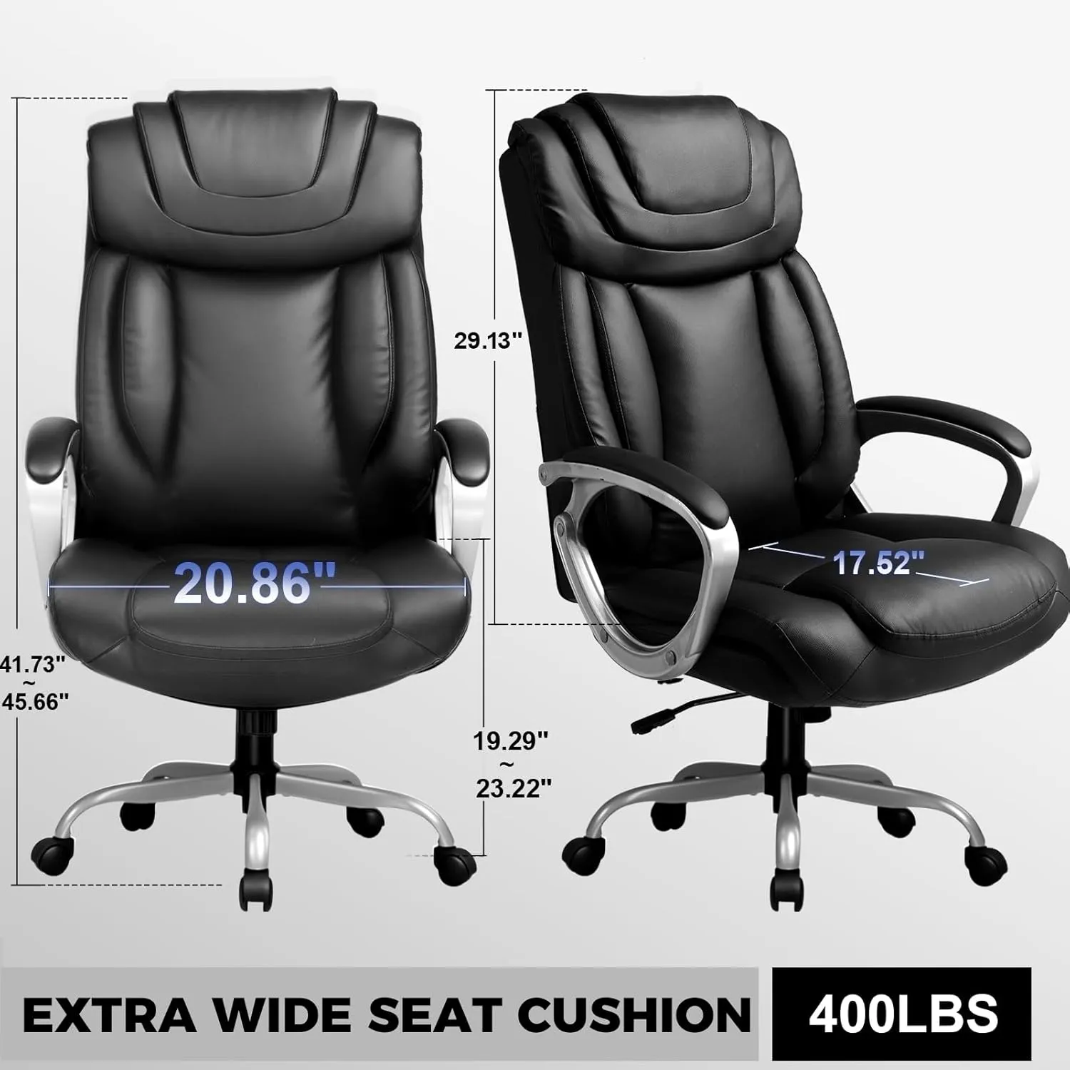 COMHOMA Ergonomic Office Chair Home Office Desk Chairs Comfy Back Support PU Leather Executive Office Chair with Wheels Headrest Padded Armrests Height Adjustable Tilt Swivel Rolling Reclining Seat