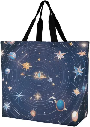 Constellations Cosmic Galaxies Shoulder Tote Bag, Casual Shopping Bags Handbag Large Shoulder Bag for Work Beach Travel And Grocery Bags