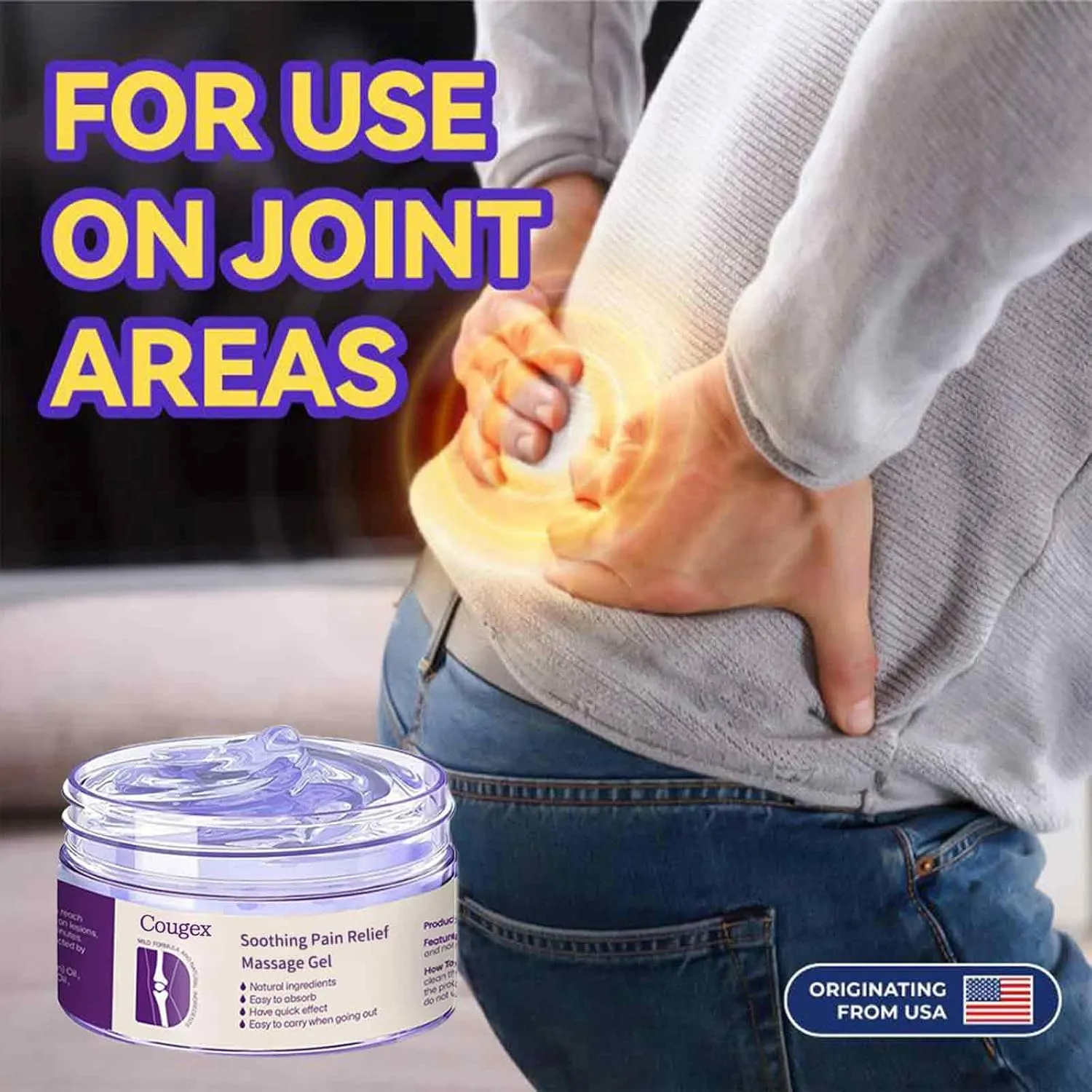Cougex Turmeric & Emu Oil Arthritis Soothing Pain Relief Massage Gel, Curcumin and Emu Oil Pain Gel, Soothing Muscle & Joint, Joint Pain Relief Cream for Back, Neck, Hands, Knee (1)