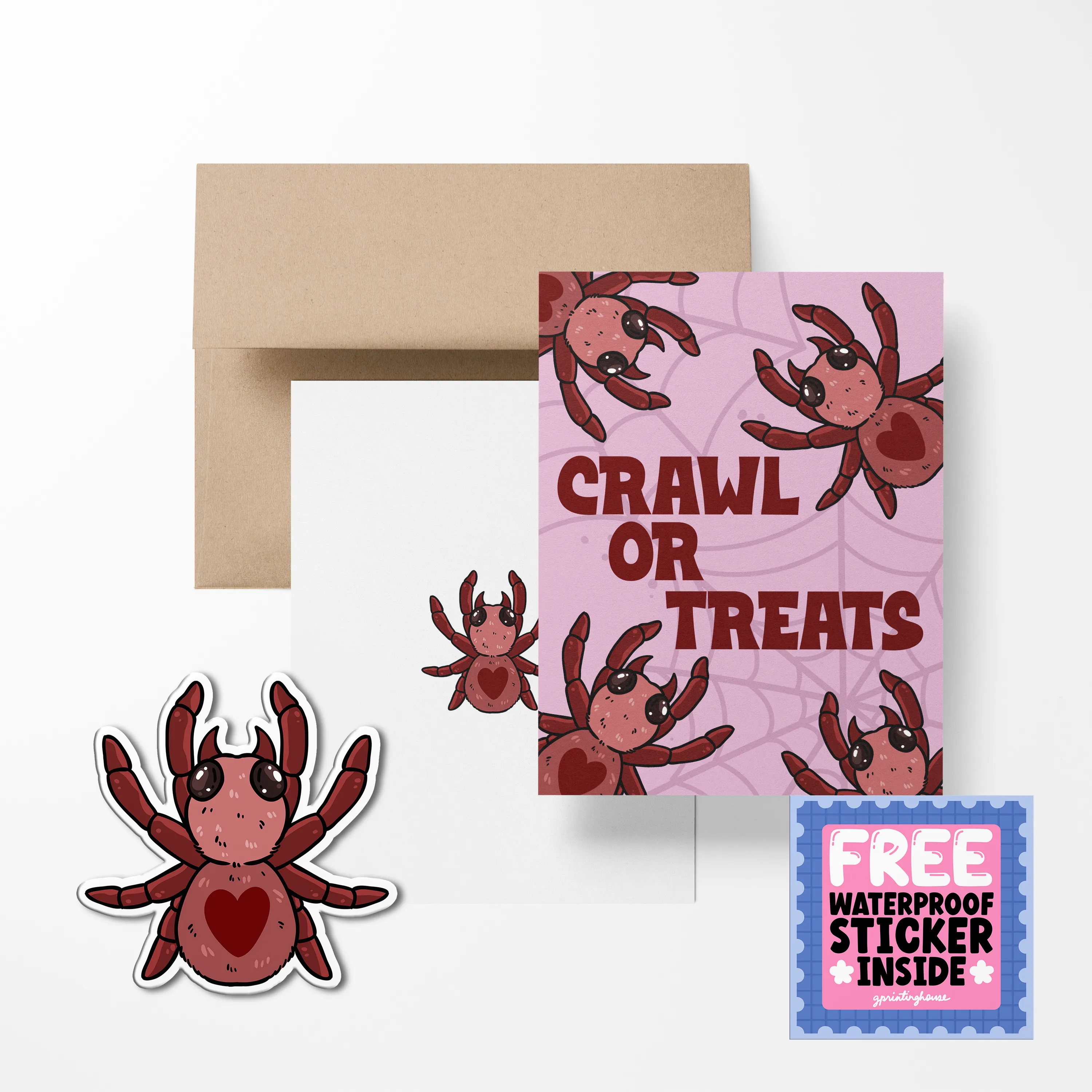Crawl or Treats Halloween Cute Greeting Card with Stickers