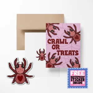 Crawl or Treats Halloween Cute Greeting Card with Stickers