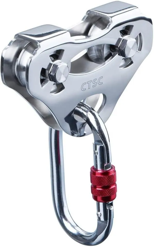 CTSC Climbing Pulleys with Oval Carabiner, Zipline Pulley Kit for Backyard Zipline, Hauling, Rigging and Commercial Purposes with Speed 35/s and Holds Upto 800lbs