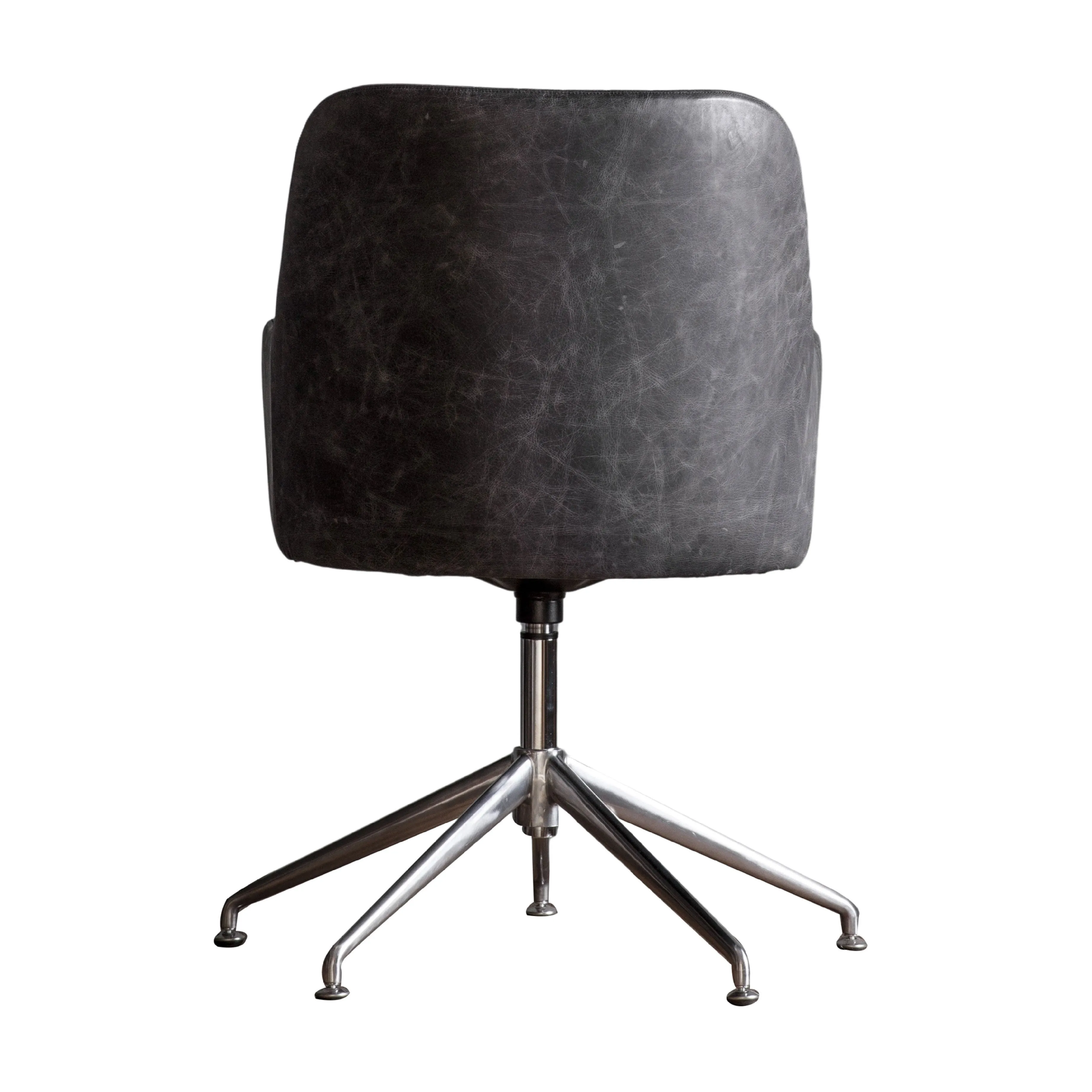 Curie Leather Swivel Chair | Antique Ebony
