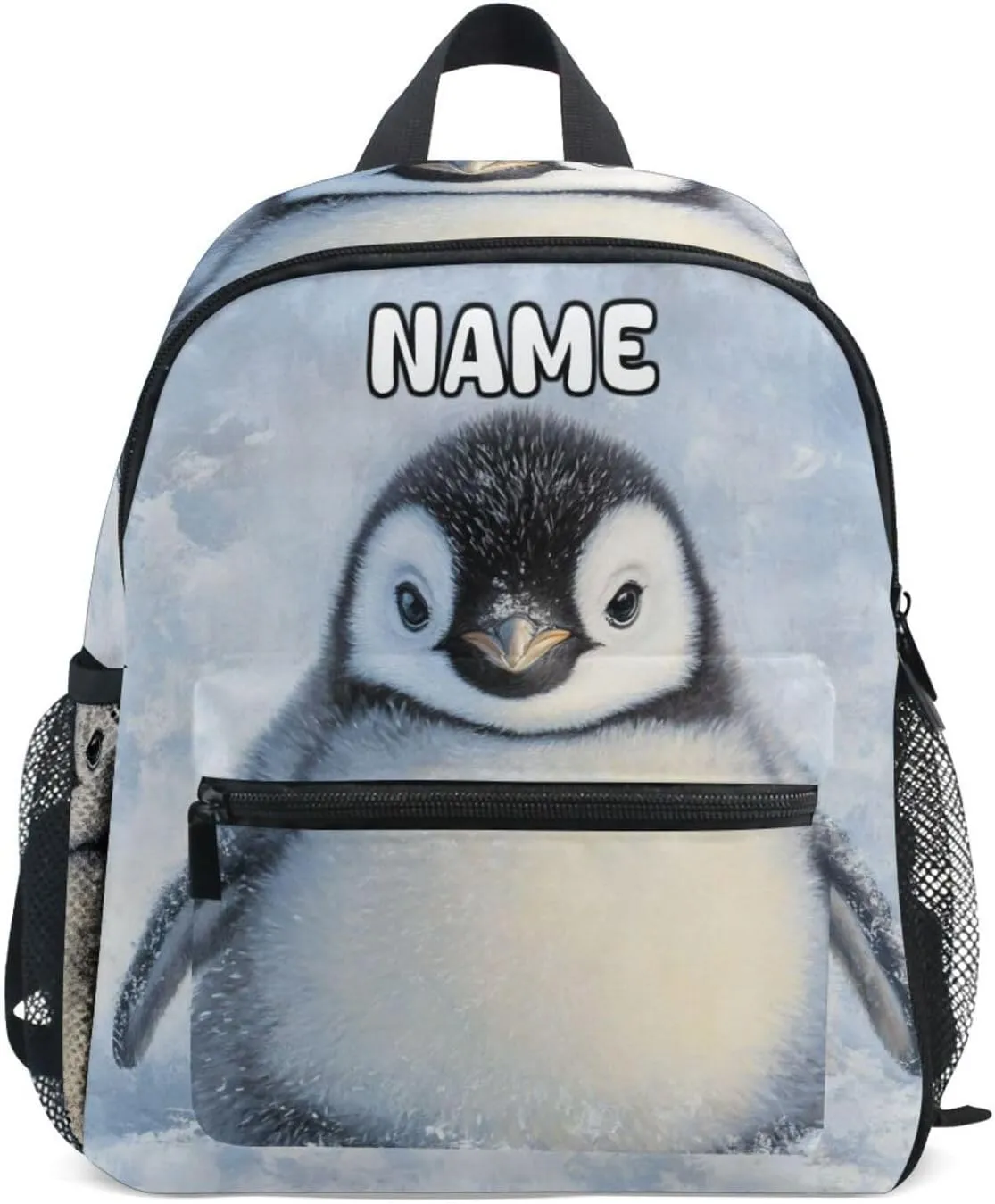 Custom Kid's Name Backpack,Emperor Penguin Baby Toddler Backpack for Daycare Travel, Personalized Name Preschool Bookbags for Boys Girls