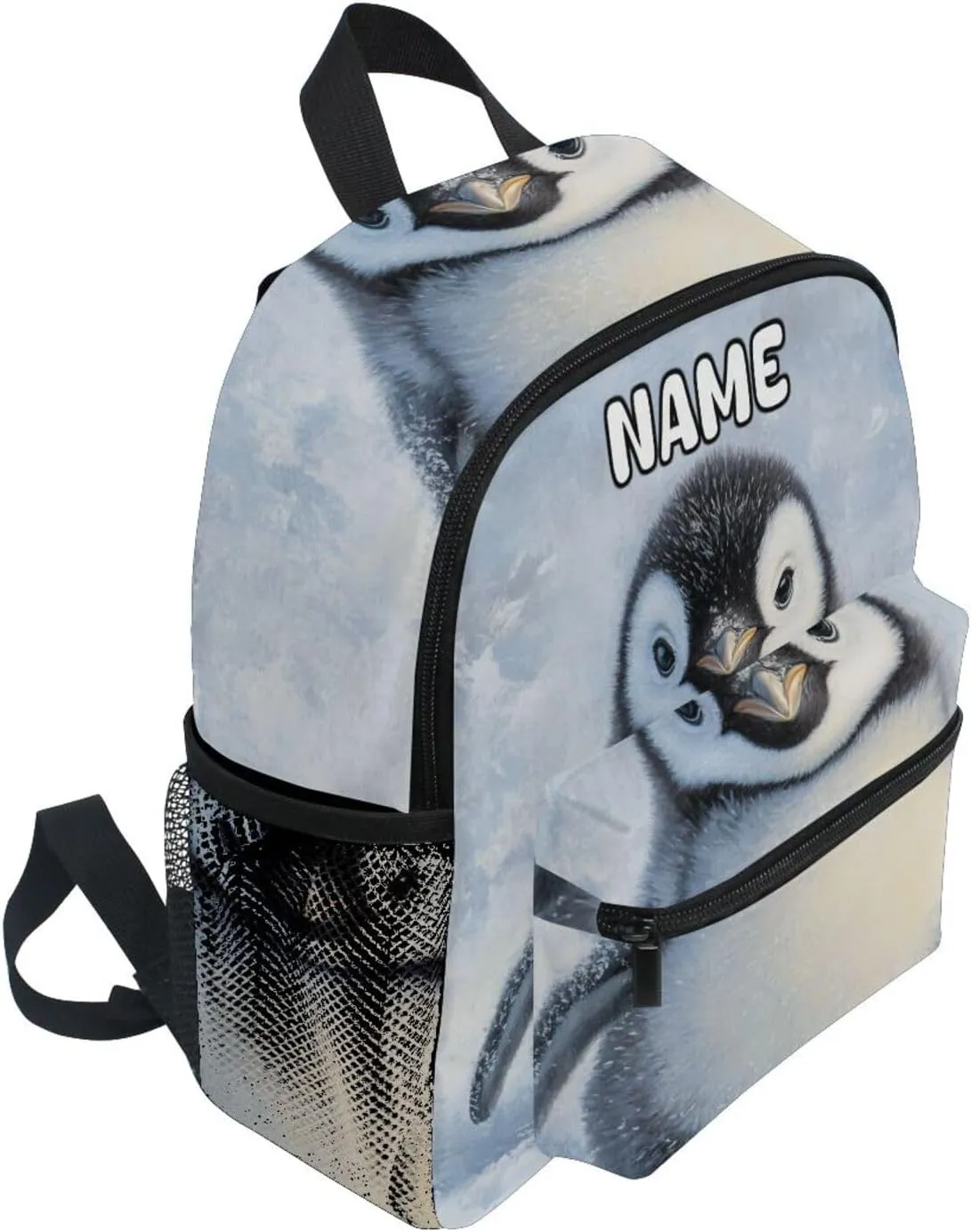 Custom Kid's Name Backpack,Emperor Penguin Baby Toddler Backpack for Daycare Travel, Personalized Name Preschool Bookbags for Boys Girls