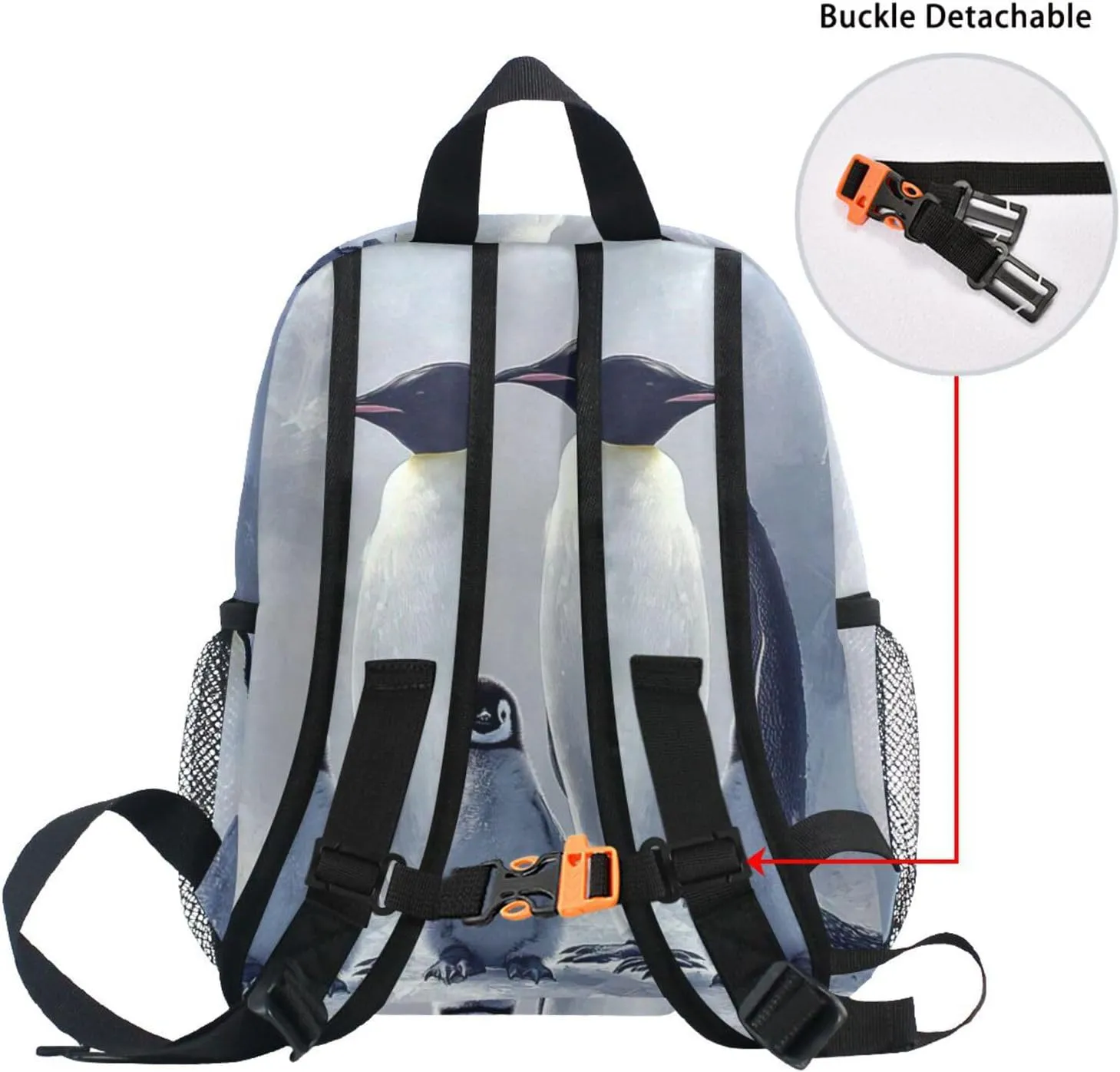 Custom Kid's Name Backpack,Emperor Penguin Toddler Backpack for Daycare Travel, Personalized Name Preschool Bookbags for Boys Girls