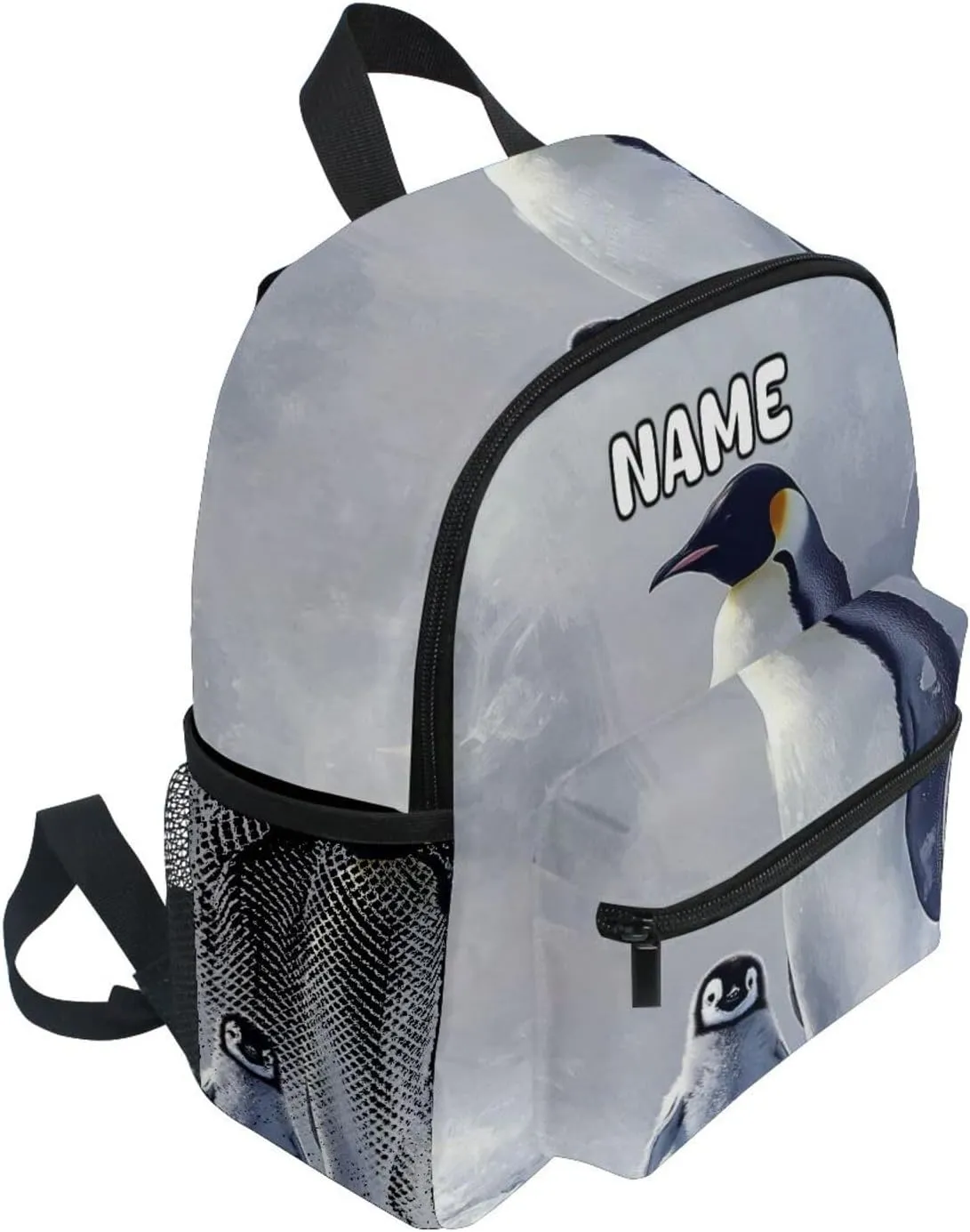 Custom Kid's Name Backpack,Emperor Penguin Toddler Backpack for Daycare Travel, Personalized Name Preschool Bookbags for Boys Girls