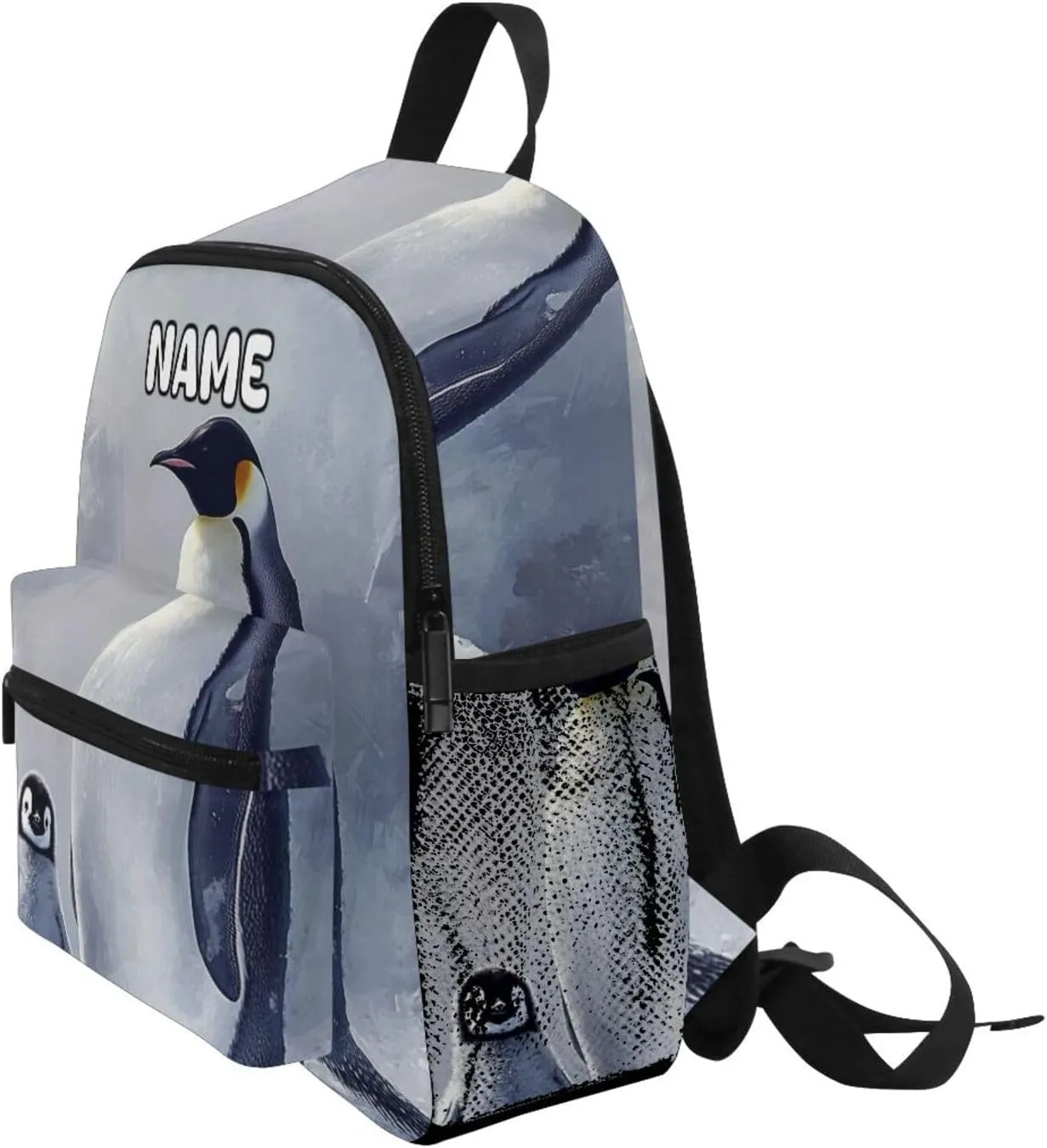 Custom Kid's Name Backpack,Emperor Penguin Toddler Backpack for Daycare Travel, Personalized Name Preschool Bookbags for Boys Girls