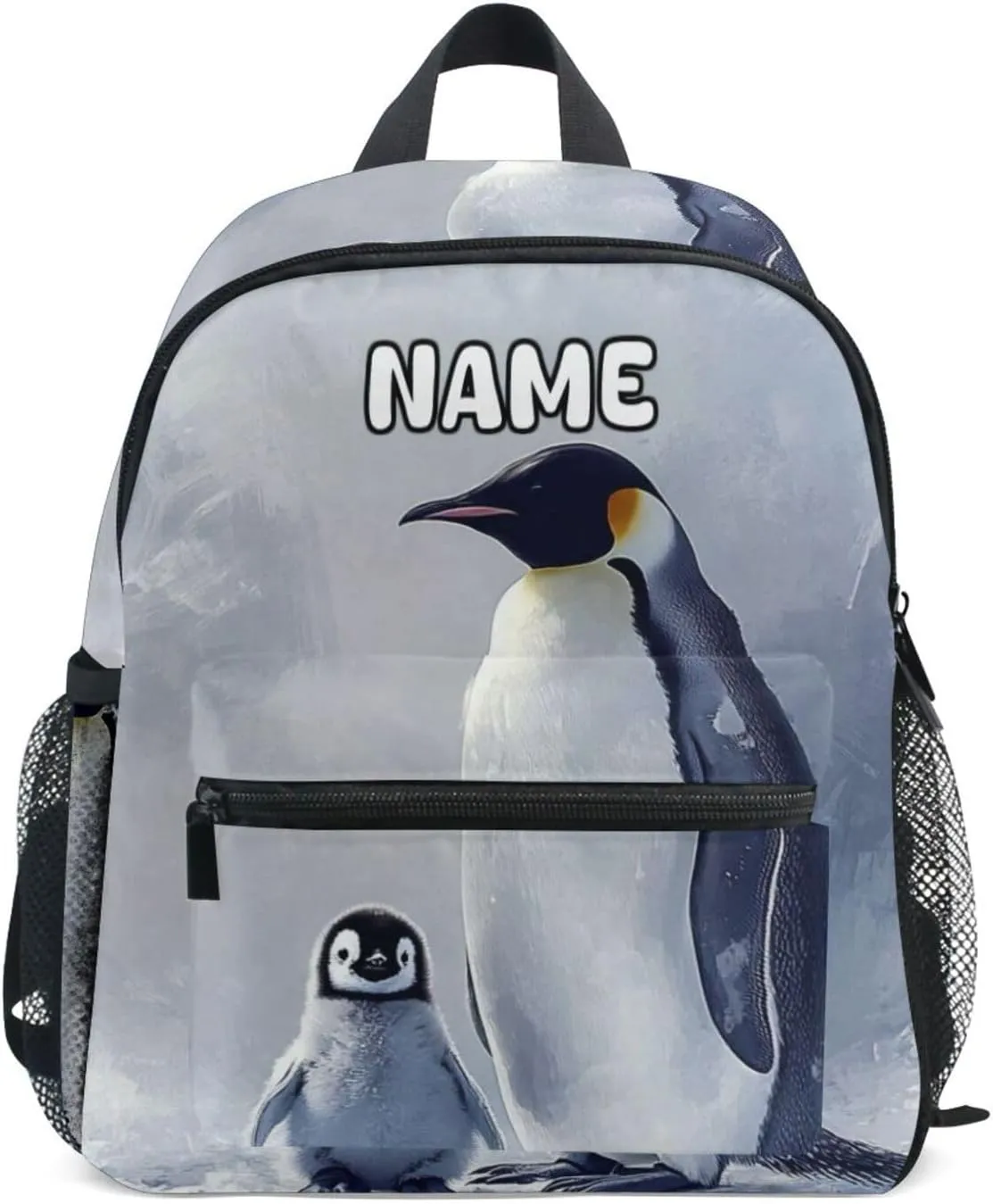 Custom Kid's Name Backpack,Emperor Penguin Toddler Backpack for Daycare Travel, Personalized Name Preschool Bookbags for Boys Girls