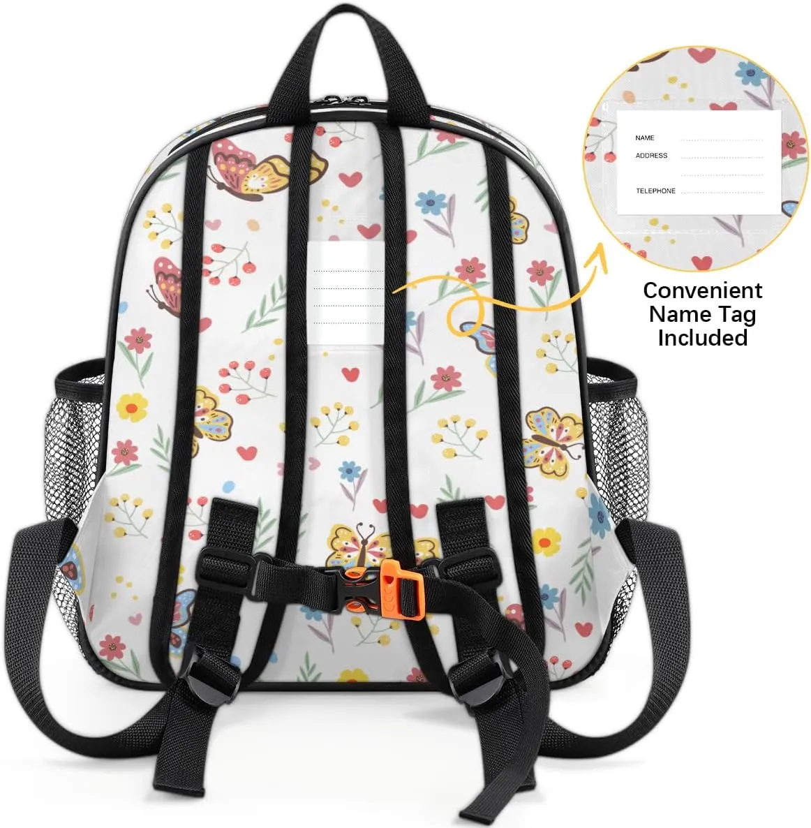 Custom Mini-Backpack for Girls-Kids-Toddler with Name Initial, Personalized Cute Flower Butterfly Mini Schoolbags, Children Kindergarten Preschool Bookbag, for Travel Daypack Nursery Daycare