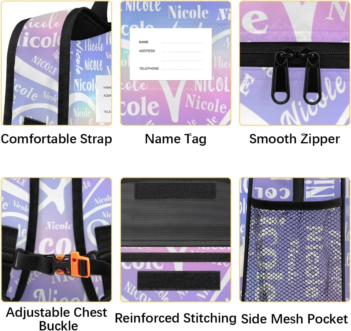 Custom Mini-Backpack for Girls-Kids-Toddler with Name, Personalized Cute Purple Mini Schoolbags, Children Kindergarten Preschool Bookbag, for Travel Daypack Nursery Daycare
