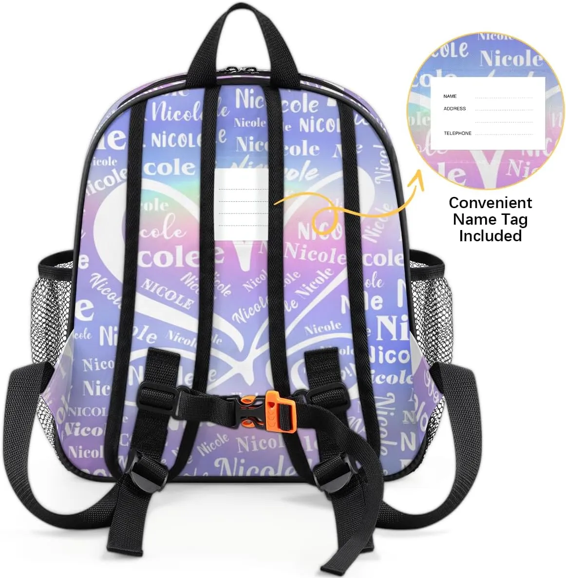 Custom Mini-Backpack for Girls-Kids-Toddler with Name, Personalized Cute Purple Mini Schoolbags, Children Kindergarten Preschool Bookbag, for Travel Daypack Nursery Daycare