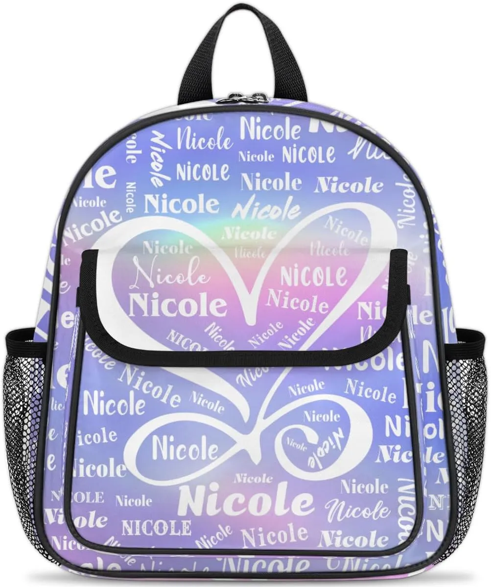 Custom Mini-Backpack for Girls-Kids-Toddler with Name, Personalized Cute Purple Mini Schoolbags, Children Kindergarten Preschool Bookbag, for Travel Daypack Nursery Daycare