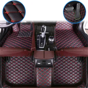 Customized Car Mats are Suitable for Déesse DS 4 / 2012-2014 Year Waterproof Lining Full Set of Environmentally Friendly Flooring (Black Red,DS 4 / 2012-2013 Year)