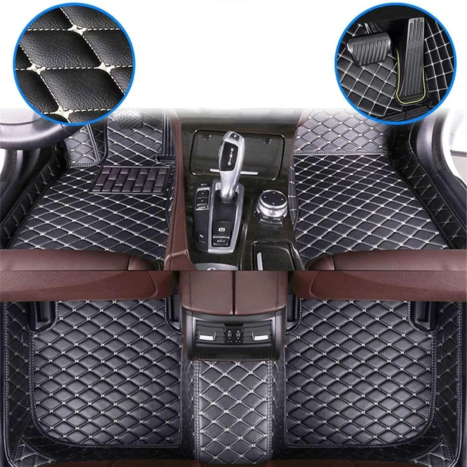 Customized Car Mats are Suitable for Déesse DS 6 / 2014-2018 Year Waterproof Lining Full Set of Environmentally Friendly Flooring (Black Beige,DS 6 / 2017-2018 Year)