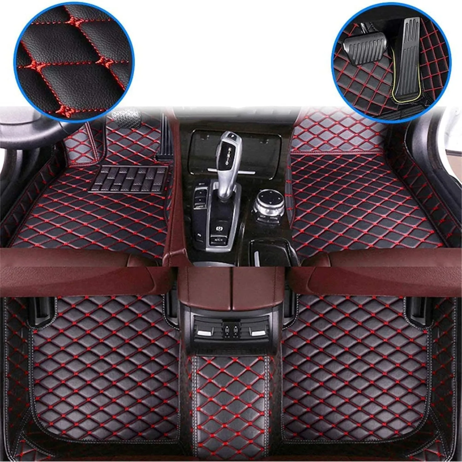 Customized Car Mats are Suitable for Déesse DS 6 / 2014-2018 Year Waterproof Lining Full Set of Environmentally Friendly Flooring (Black Beige,DS 6 / 2017-2018 Year)