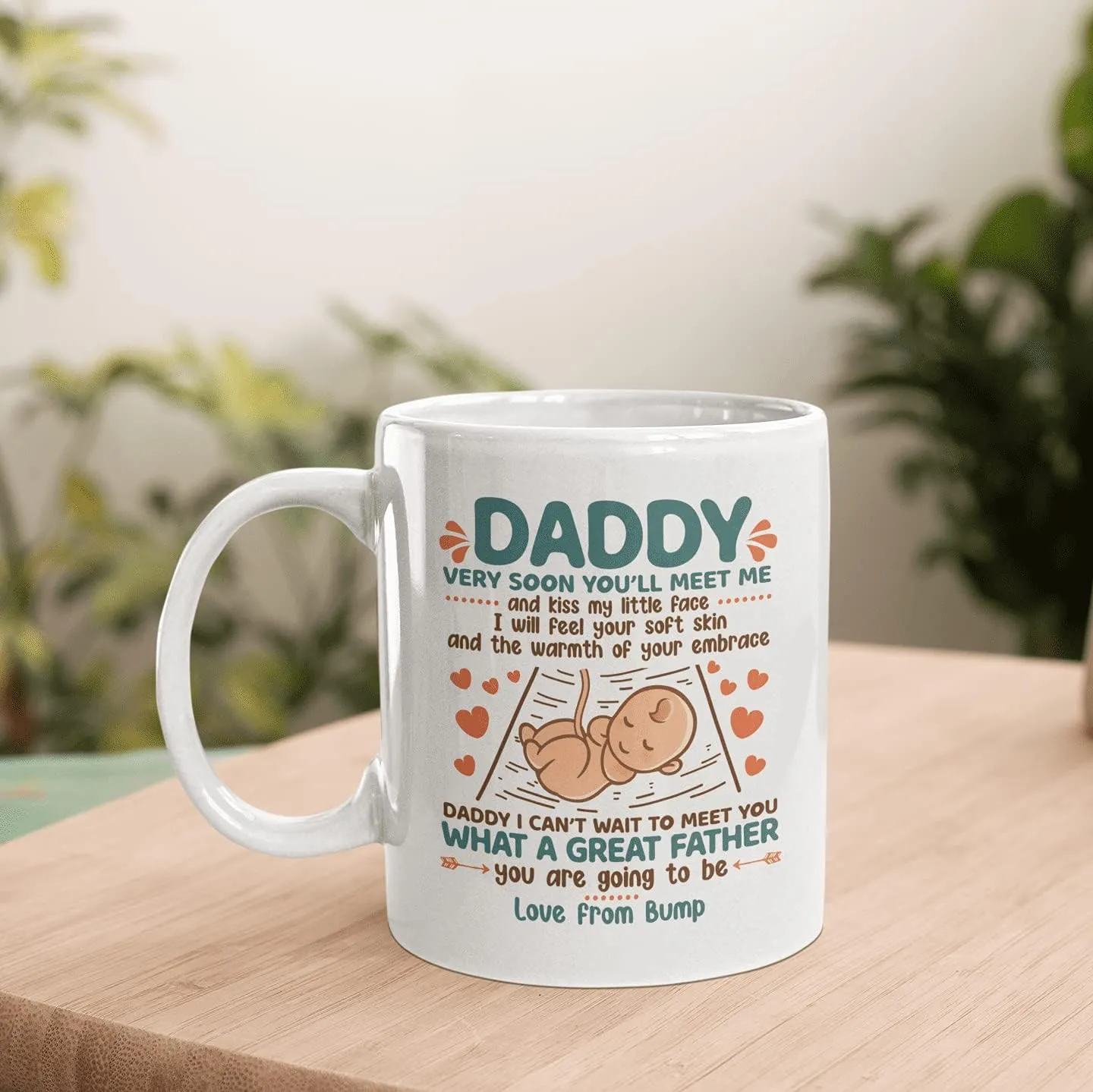Daddy Very Soon You'll Meet Me and Kiss My Little Face Coffee Mug - New Dad Gift from Baby Bump, One Size, 15 oz. Color Changing Mug/White