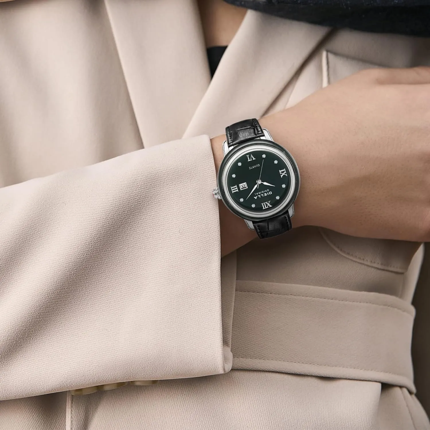 Diella Luxury Watches for Men and Women with Japanese Quartz Movement,Date Luminous, Waterproof