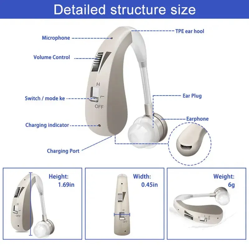 Digital Hearing Aids Rechargeable Hearing Aid High Power Sound Amplifier