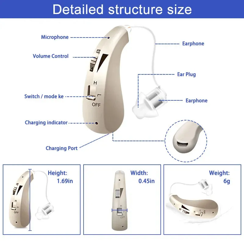 Digital Hearing Aids Rechargeable Hearing Aid High Power Sound Amplifier