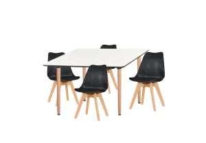 Dining Set Eames Black - 4 Chairs / Rectangle Table