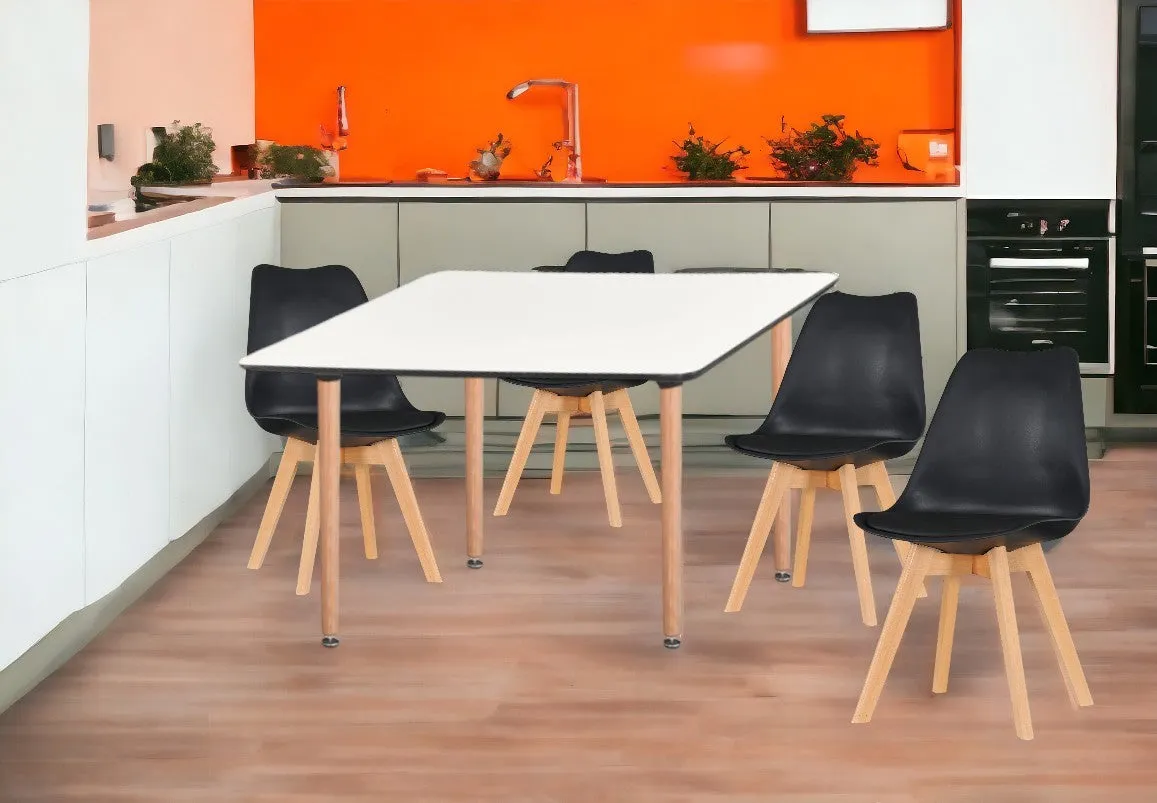 Dining Set Eames Black - 4 Chairs / Rectangle Table
