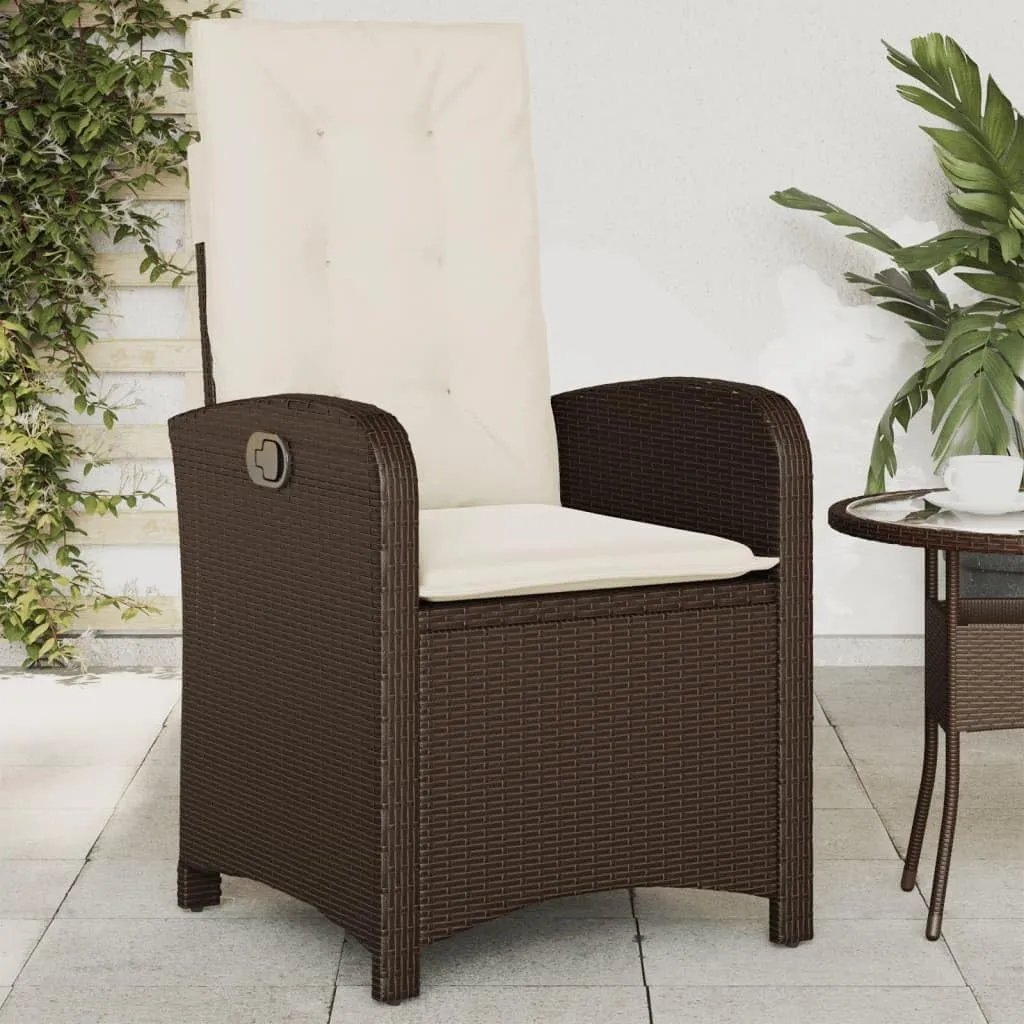 Dinning Chairs Beach Chair Camping Chairs Dining Room Chairs - Reclining Patio Chair with Cushions Brown Poly Rattan for Campsites Outside Beaches Terrace