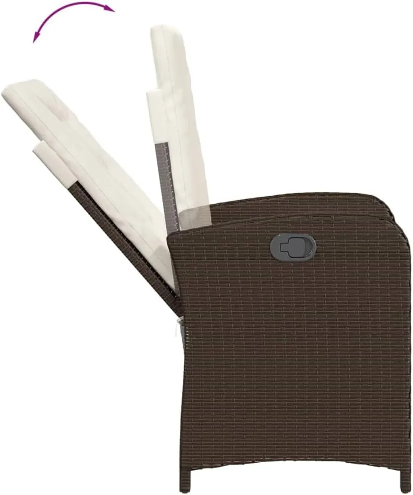 Dinning Chairs Beach Chair Camping Chairs Dining Room Chairs - Reclining Patio Chair with Cushions Brown Poly Rattan for Campsites Outside Beaches Terrace