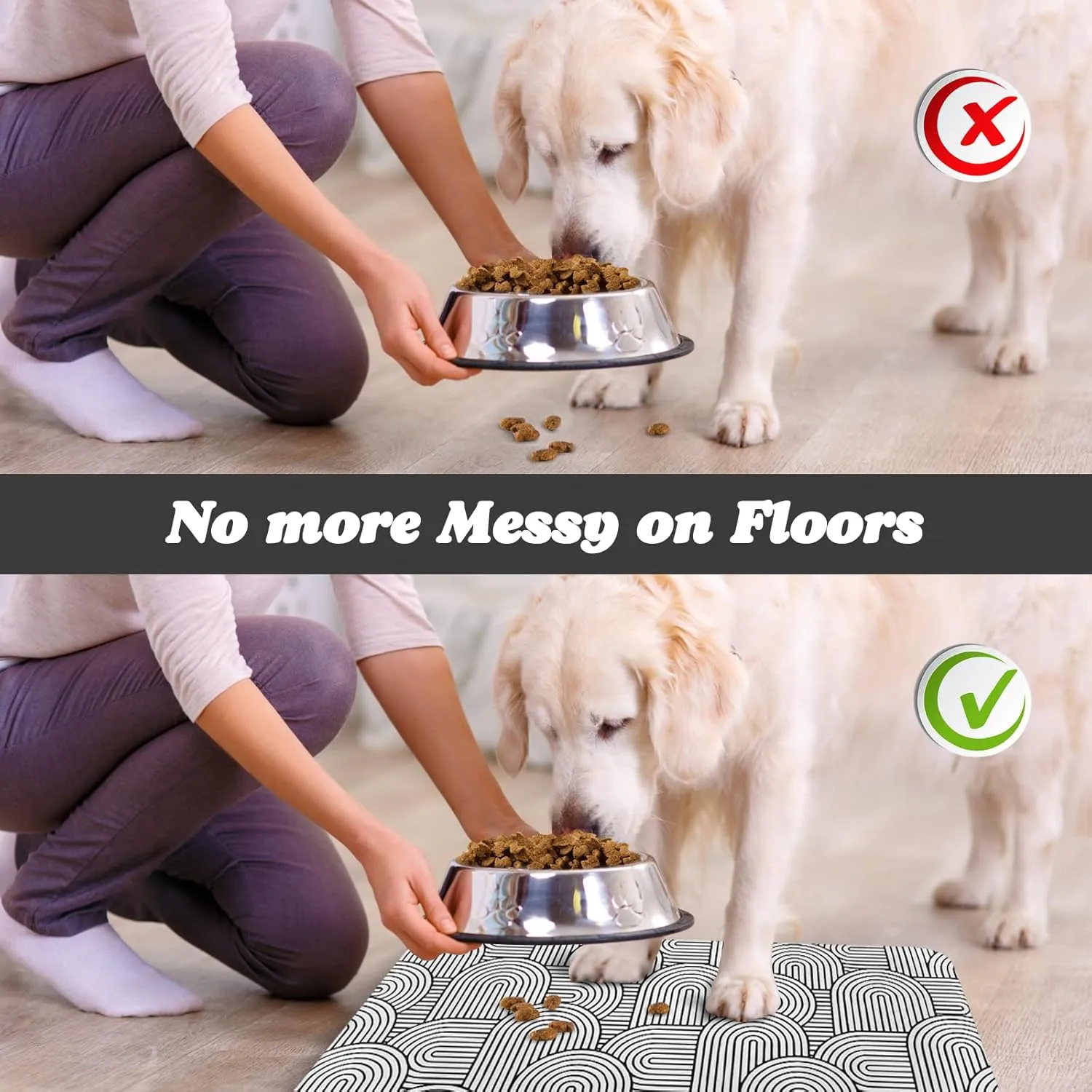 Dog Food Mats for Floors Waterproof, Dog Cat Water Bowl Mats Pet Feeding Absorbent Mat Dog Cat Pet Placemats for Food and Water Bohemia 24 * 32 inch